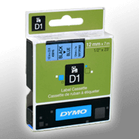 Dymo Label Band D1 45016 (S0720560) schwarz auf blau 12mm x 7m