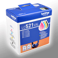 4 Brother Tinten LC-521VAL Multipack KCMY