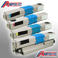 Ampertec Toner ersetzt Oki 44973536-33 Multipack KCMY, 4 Stück (ca. 1 x 2.500 BK + 3 x 1.750 CMY A4-Seiten bei 5%) Image