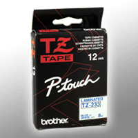 Brother P-Touch Band TZe-233 blau auf weiß 12mm / 8m laminiert
