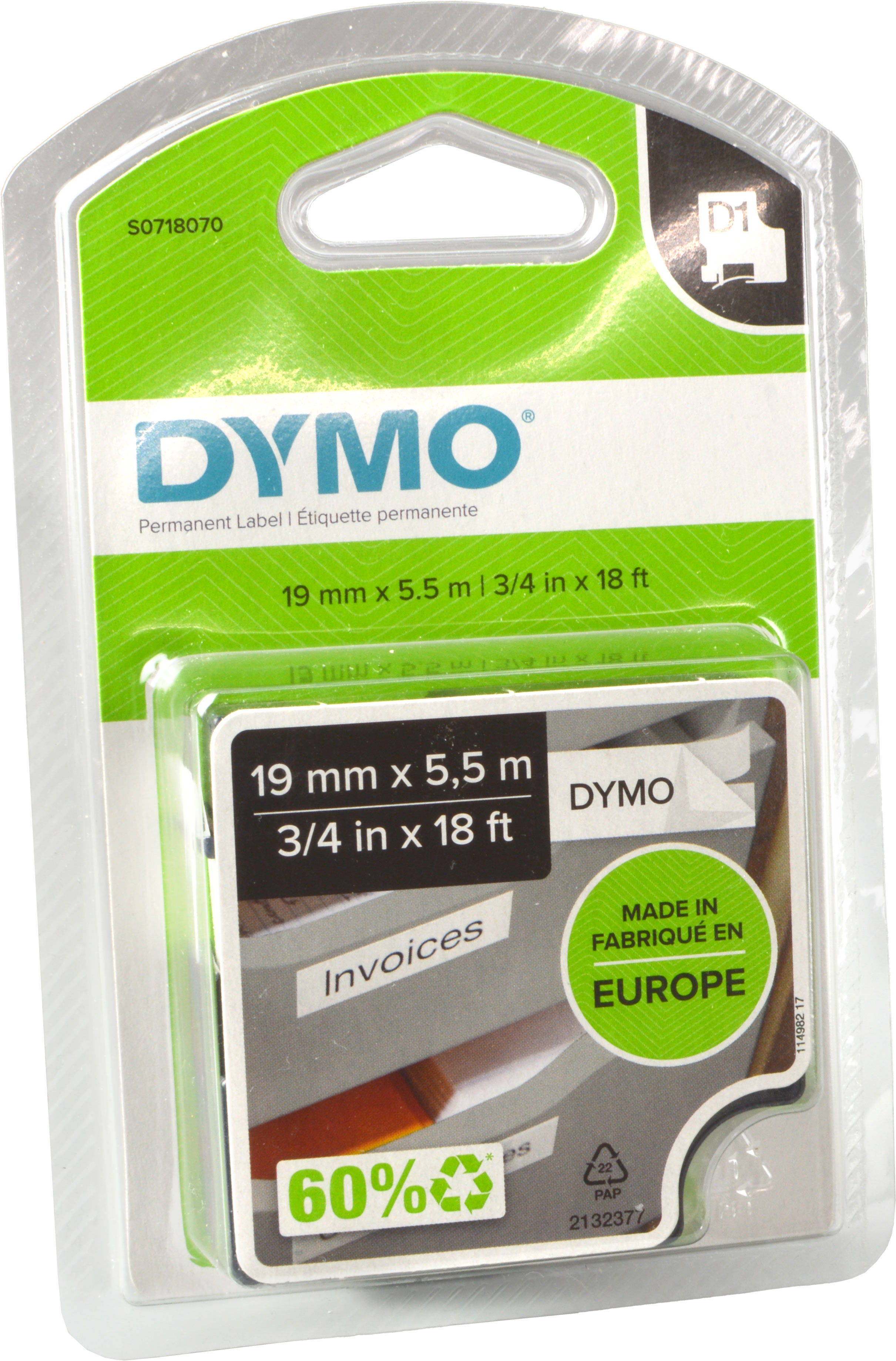 Dymo Label Band D1 16960 (S0718070) schwarz auf weiß  19mm x 5,5m