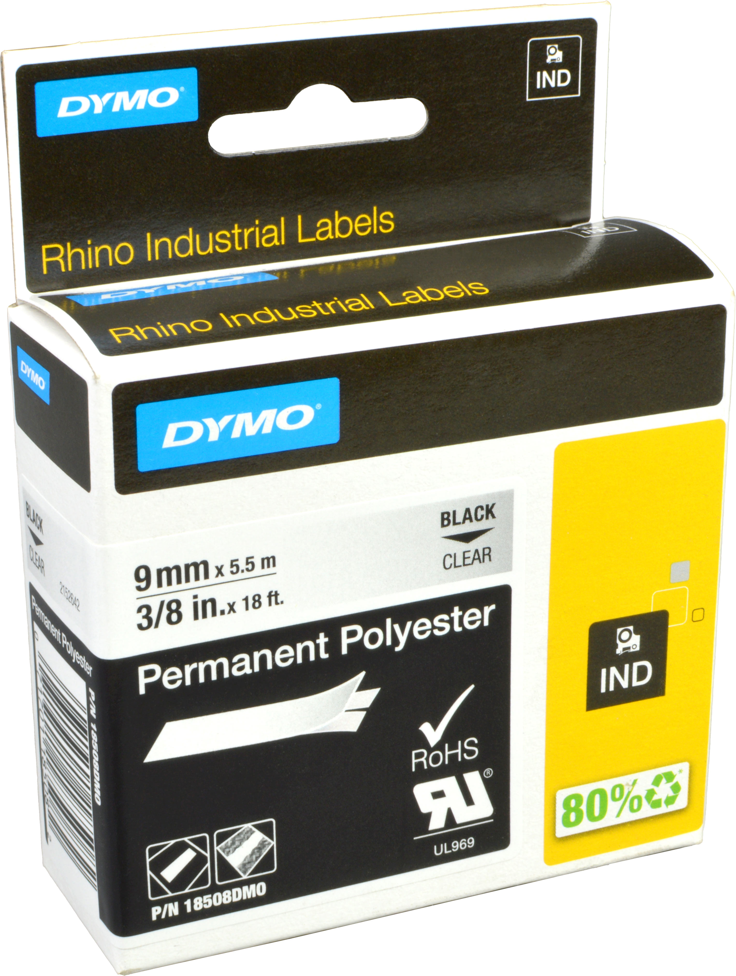 Dymo Label Band IND 18508 (S0718160) schwarz auf klar 9mm x 5,5m