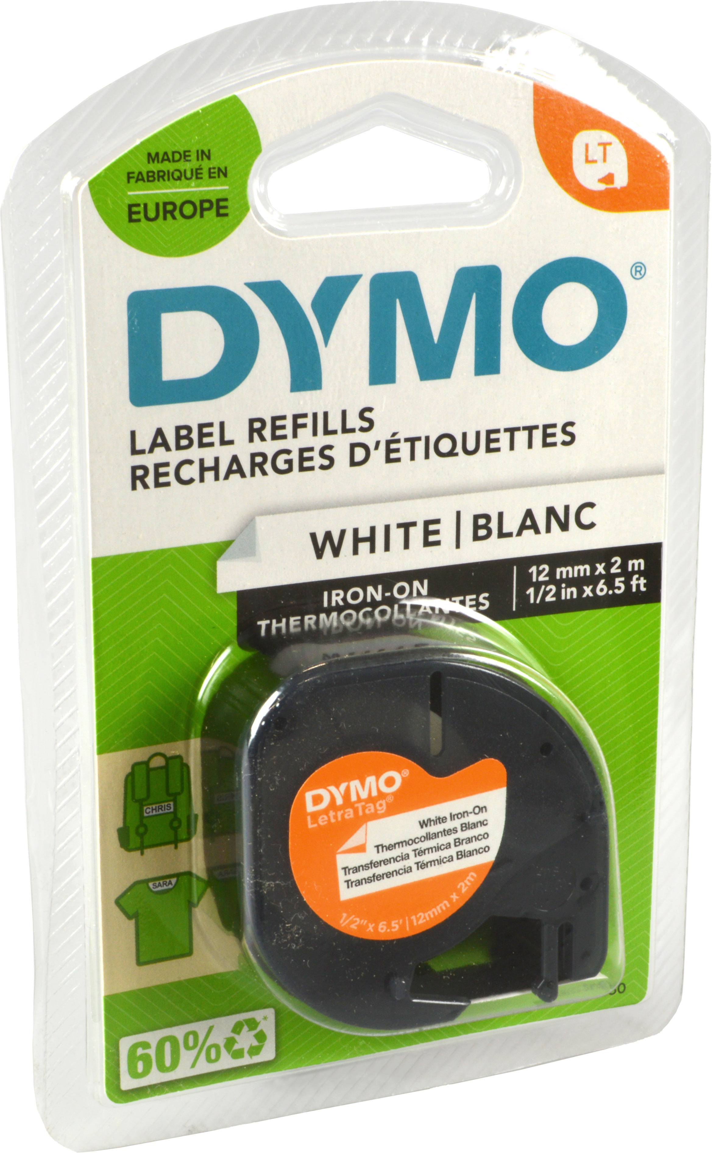 Dymo Label Band Letratag 18769 (S0718850) schwarz auf klar 12mm x 2m