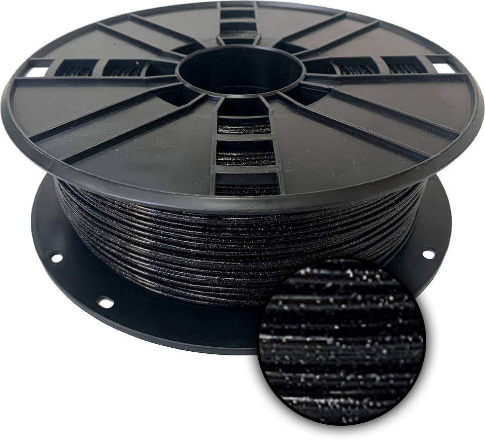 Ampertec 3D-Filament metallic PLA mit Glitzer schwarz 1.75mm 1000g