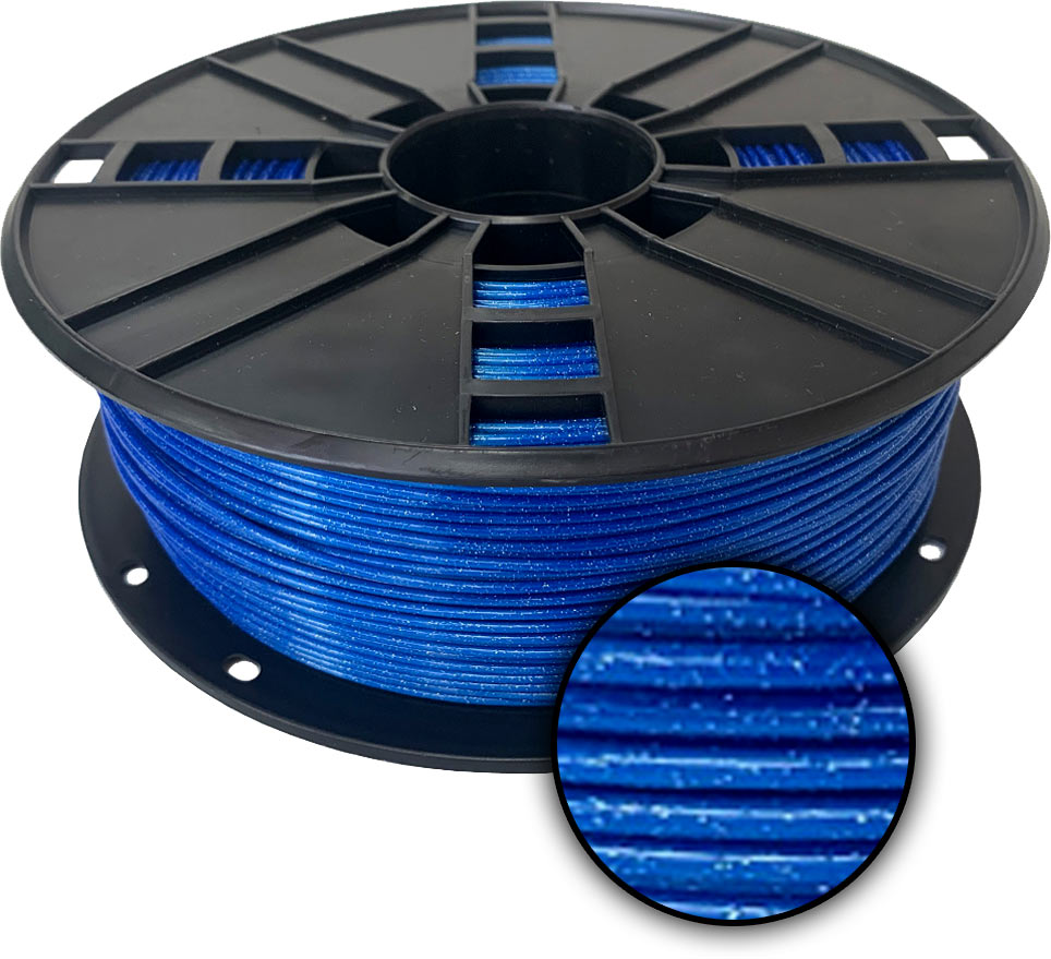 Ampertec 3D-Filament metallic PLA mit Glitzer blau 1.75mm 1000g Spule