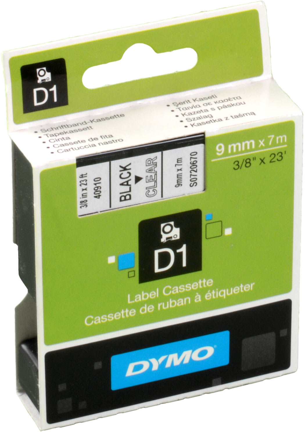 Dymo Originalband 40910  schwarz auf klar 9mm x 7m