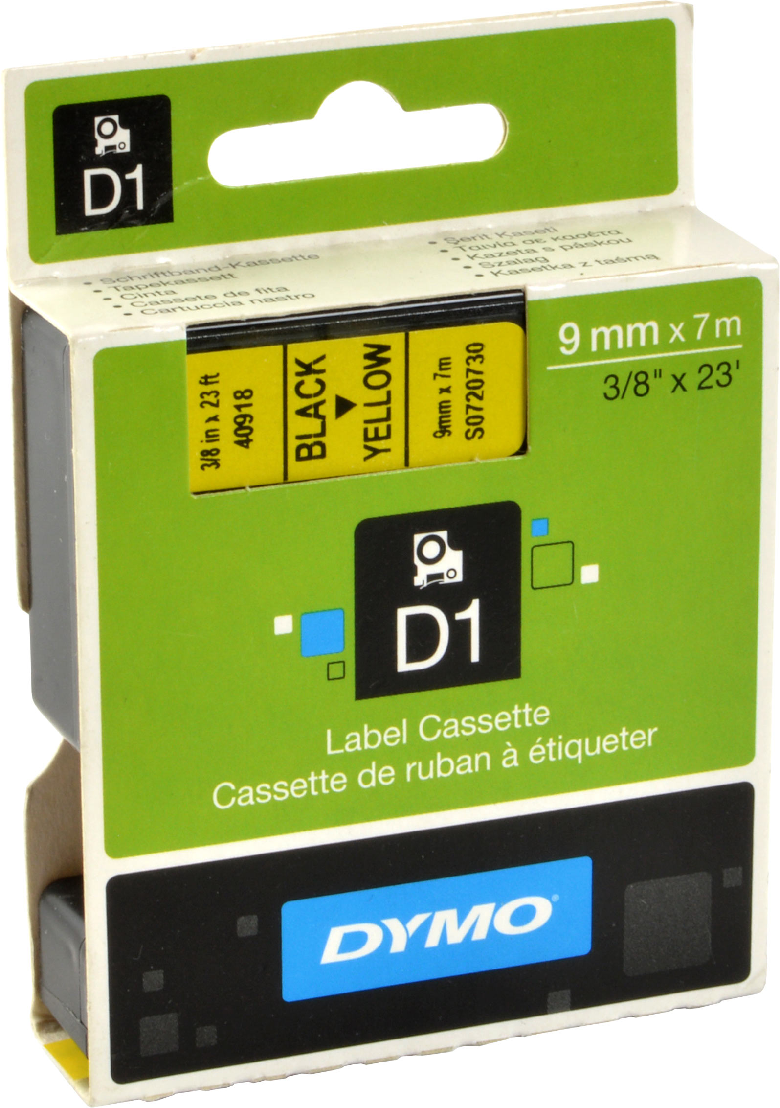 Dymo Label Band D1 40918 (S0720730) schwarz auf gelb 9mm x 7m