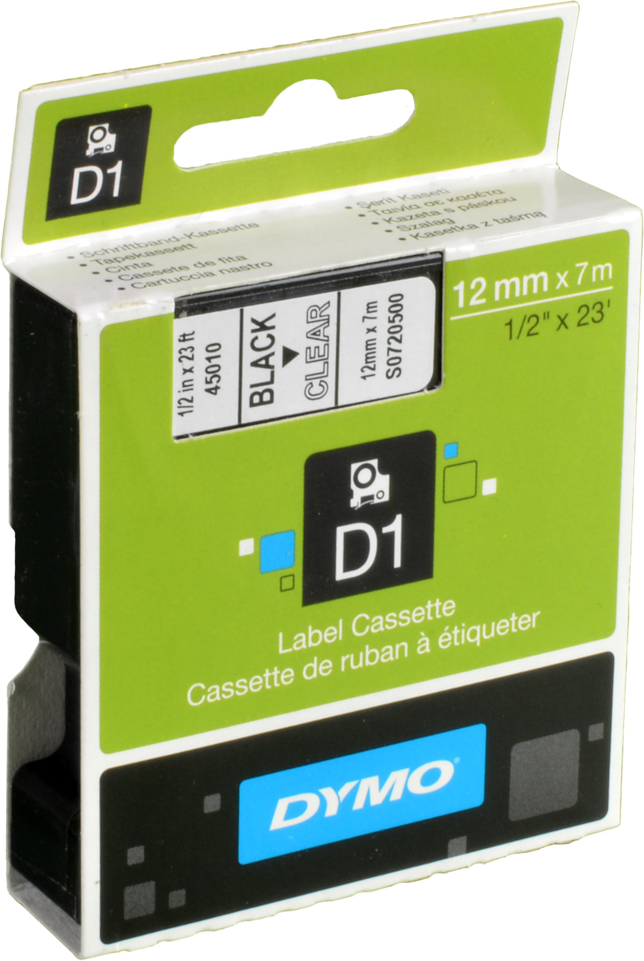 Dymo Label Band D1 45010 (S0720500) schwarz auf klar 12mm x 7m