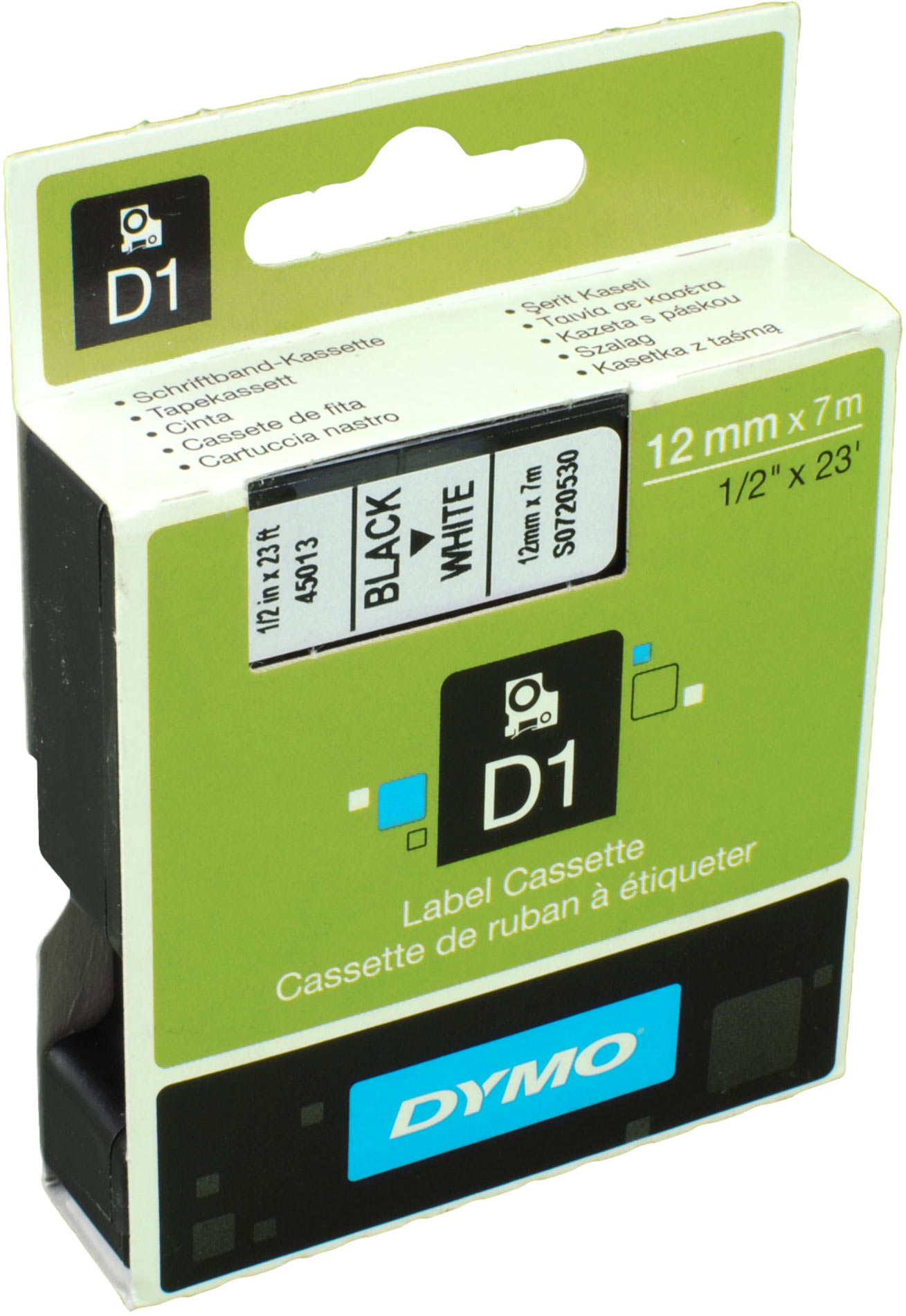 Dymo Label Band D1 45013 (S0720530) schwarz auf weiß 12mm x 7m