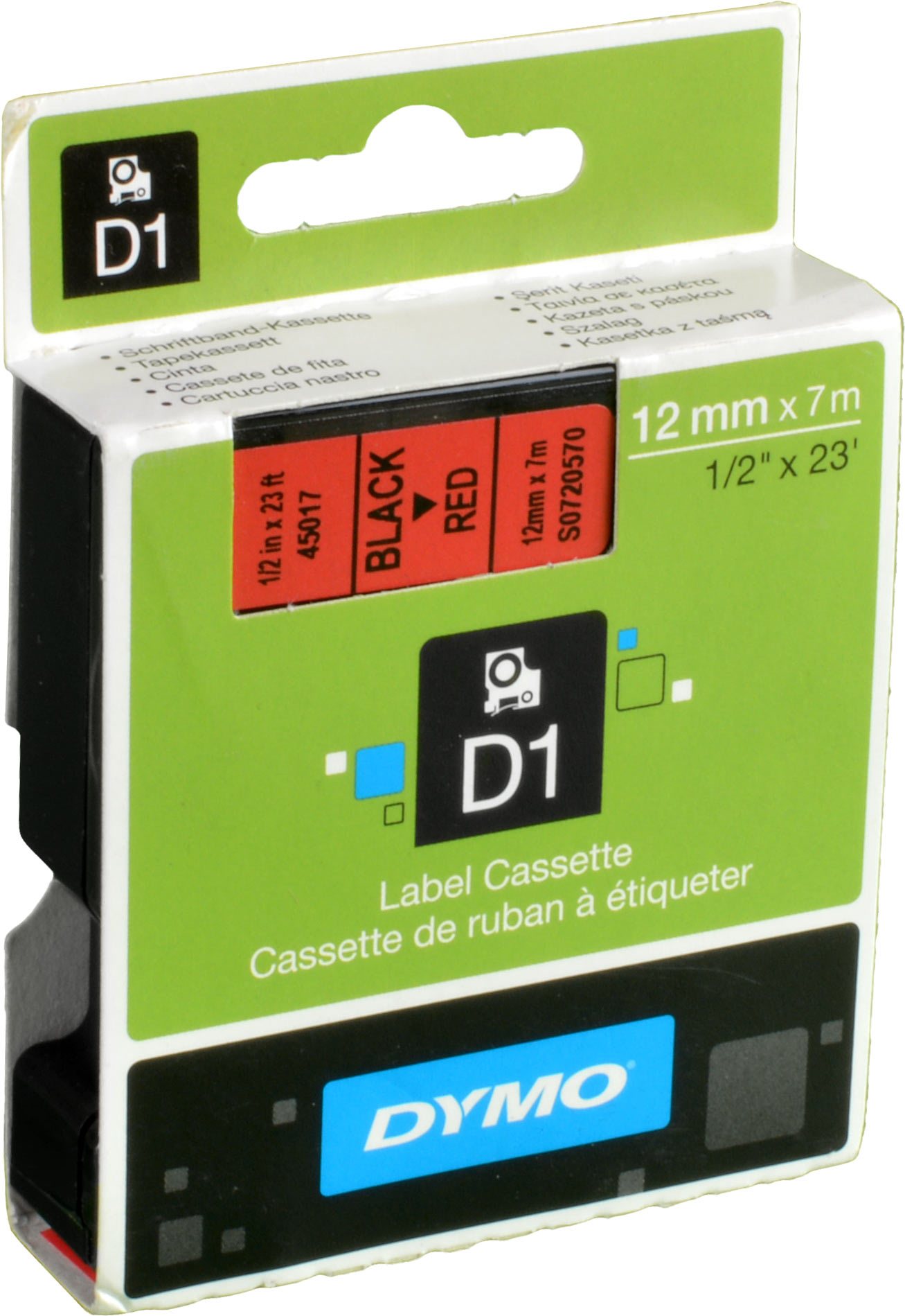 Dymo Label Band D1 45017 (S0720570) schwarz auf rot  12mm x 7m