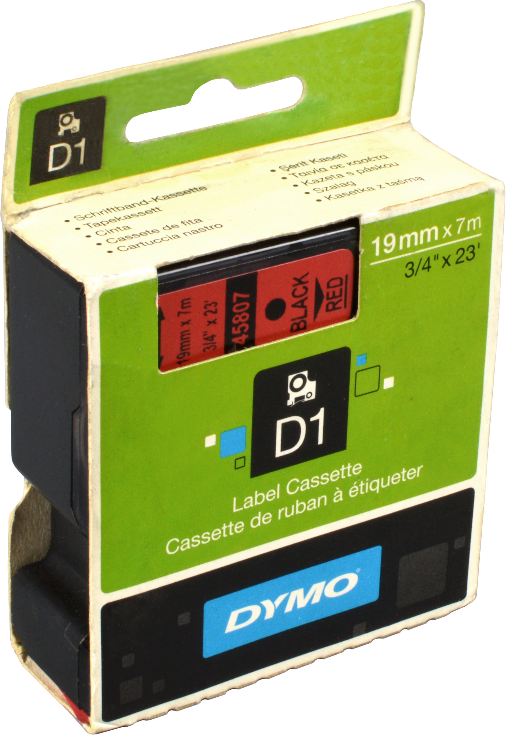 Dymo Originalband 45807  schwarz auf rot  19mm x 7m