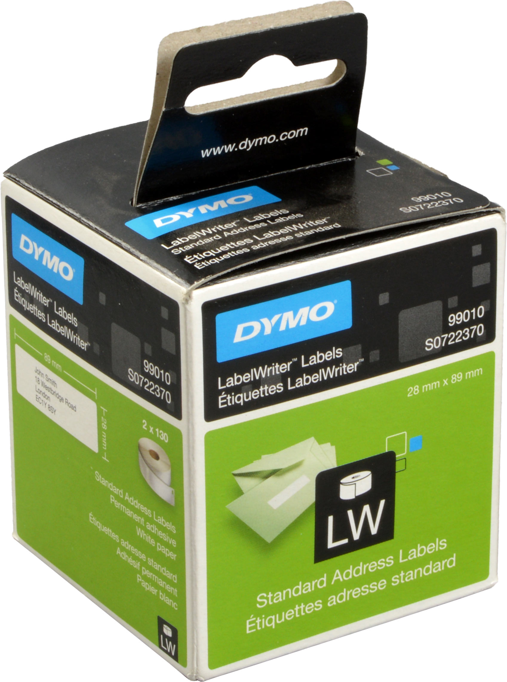 Dymo Labelwriter-Etiketten 99010 (S0722370) weiß, 28 x 89mm, 2 x 130