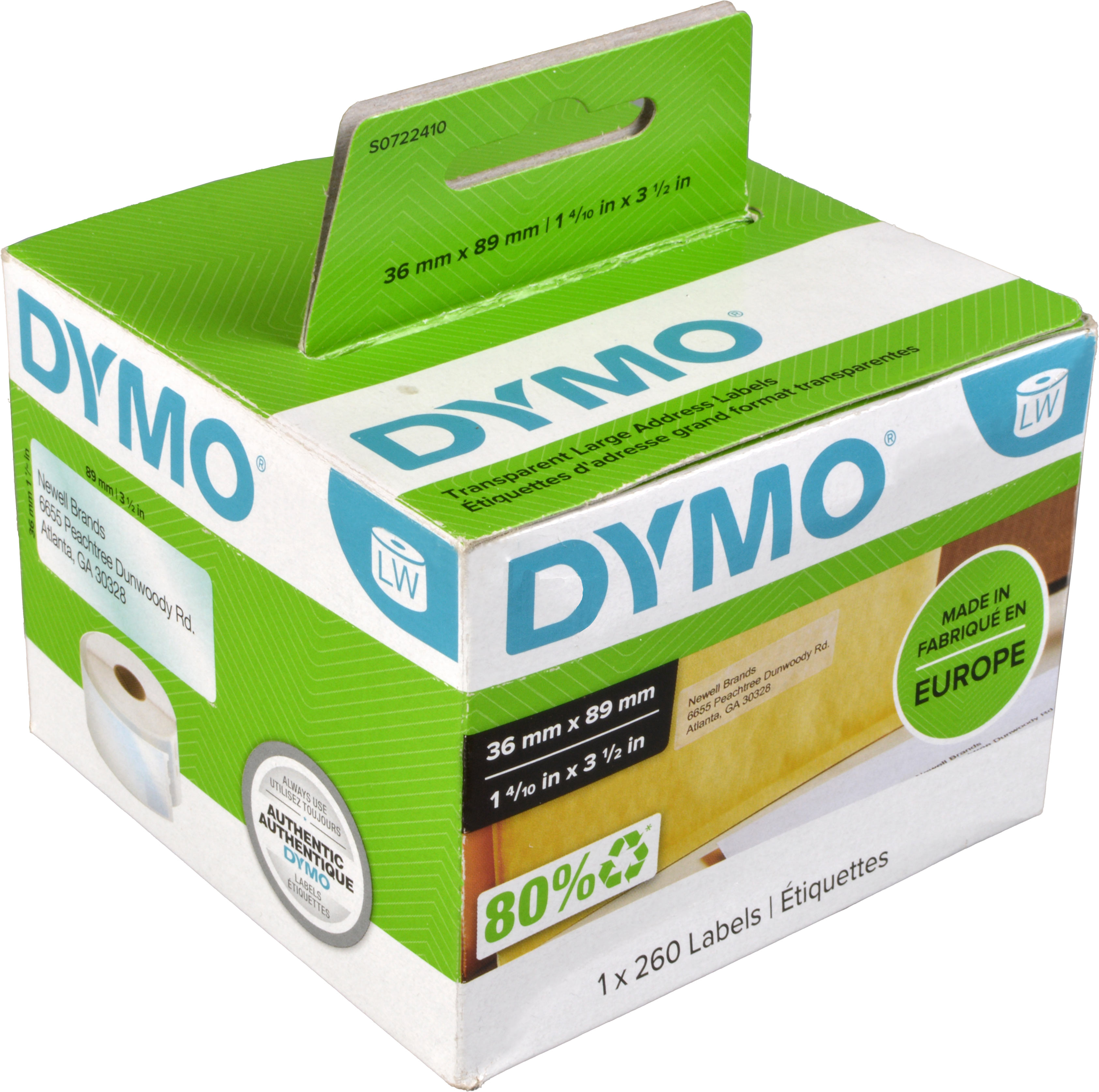 Dymo Labelwriter-Etiketten 99013 (S0722410) transparent, 36 x 89mm,