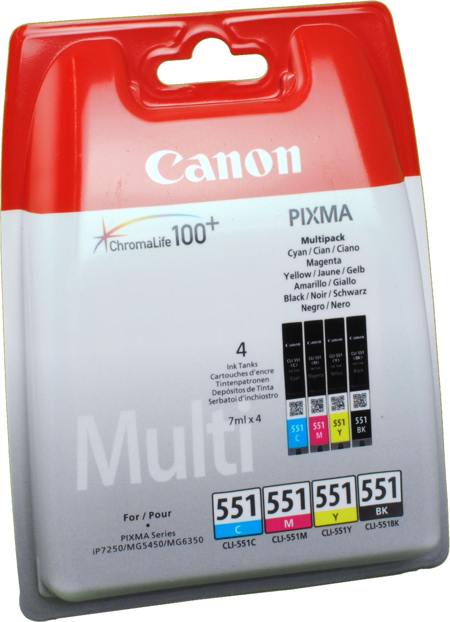 4 Canon Tinten 6509B015 CLI-551 Multipack KCMY