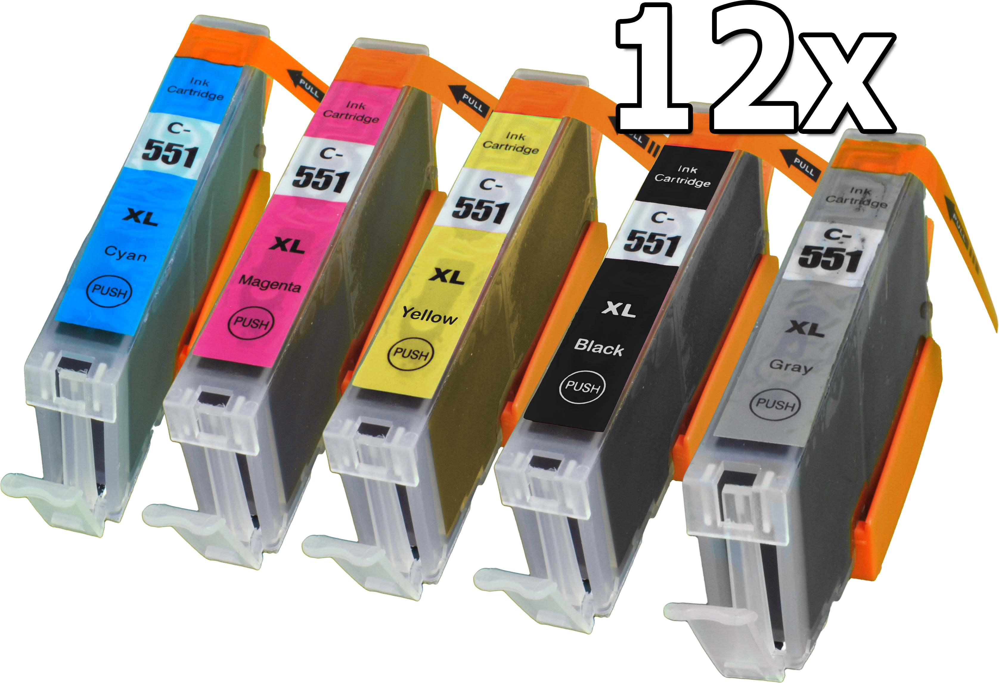 4260311527207 - 12 Tinten ersetzt CLI-551XL BK C M Y GY 5-farbig 4260311527207 - 12 Tinten ersetzt CLI-551XL BK C M Y GY 5-farbig