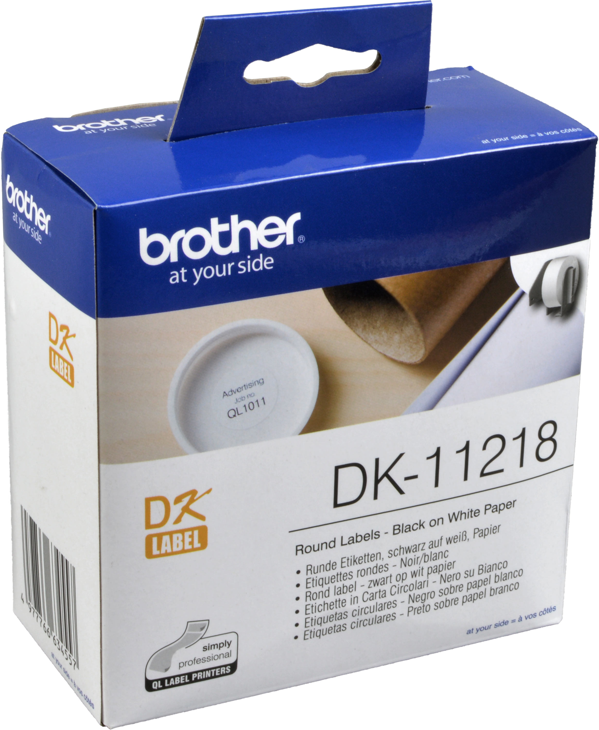 Brother PT Etiketten DK11218  weiss rund  24mm  1000 St. VE