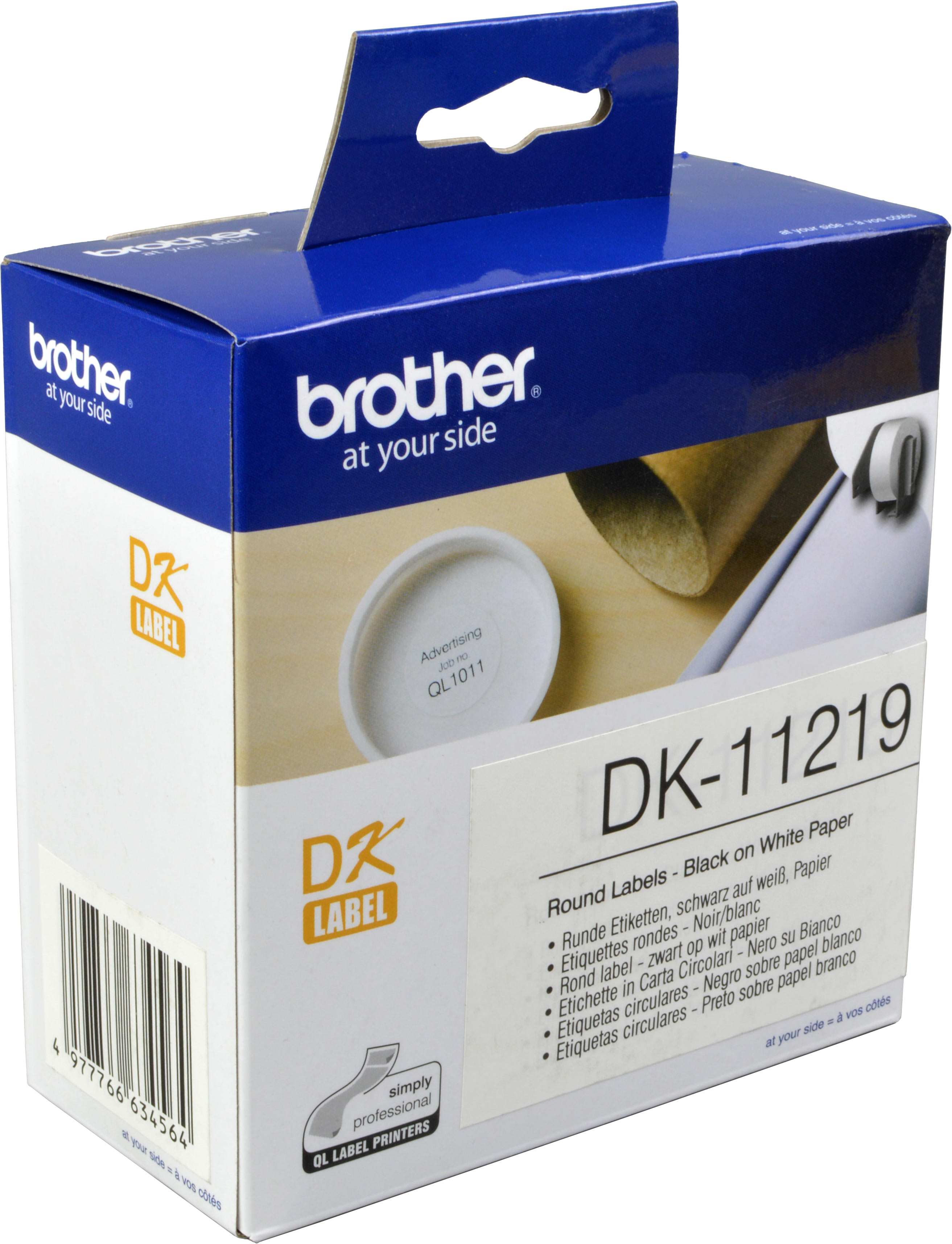 Brother PT Etiketten DK11219  weiss rund  12mm  1200 St. VE
