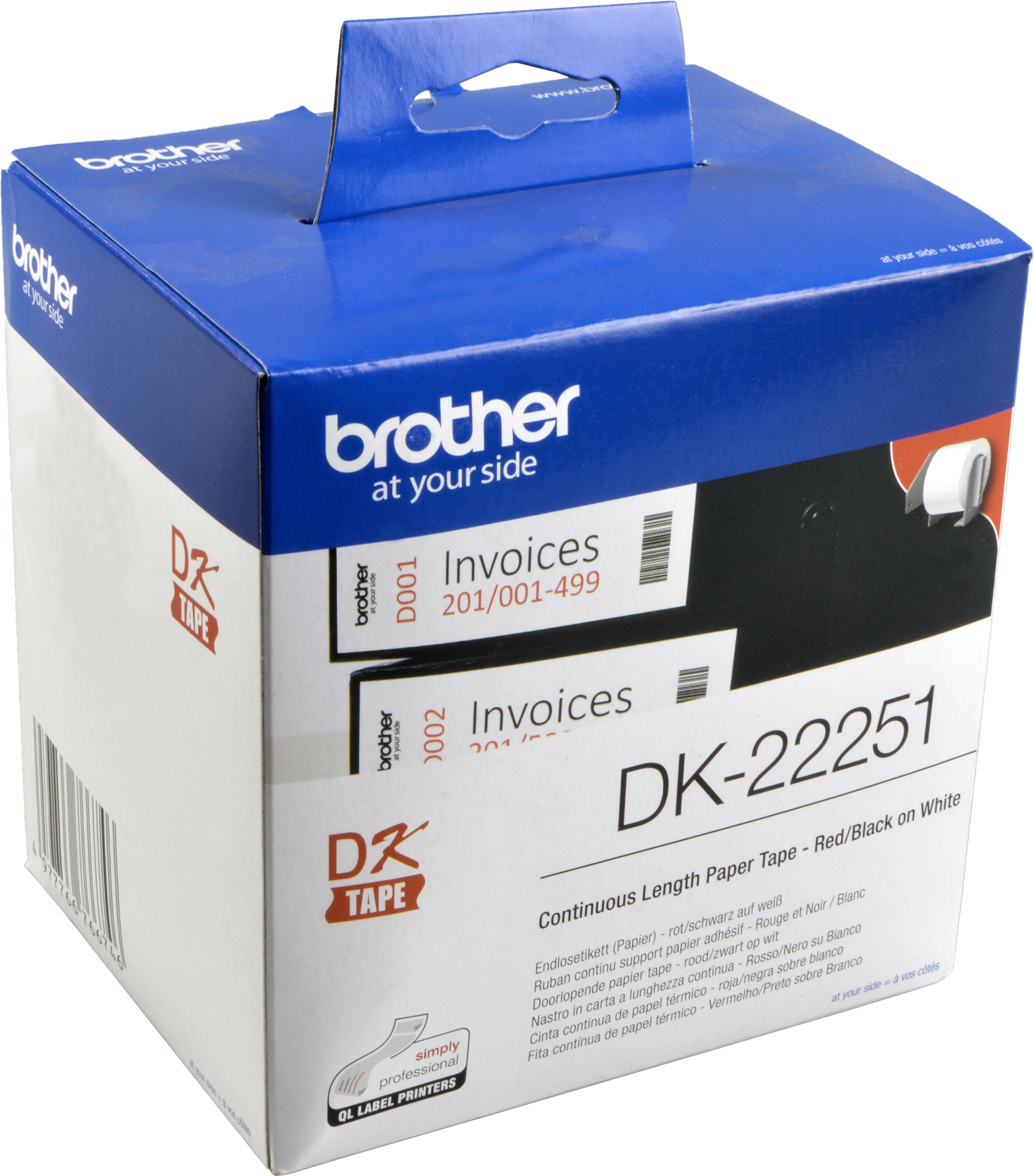 Brother PT Etiketten DK22251  rot/schwarz auf weiss  62mm x 15,24m