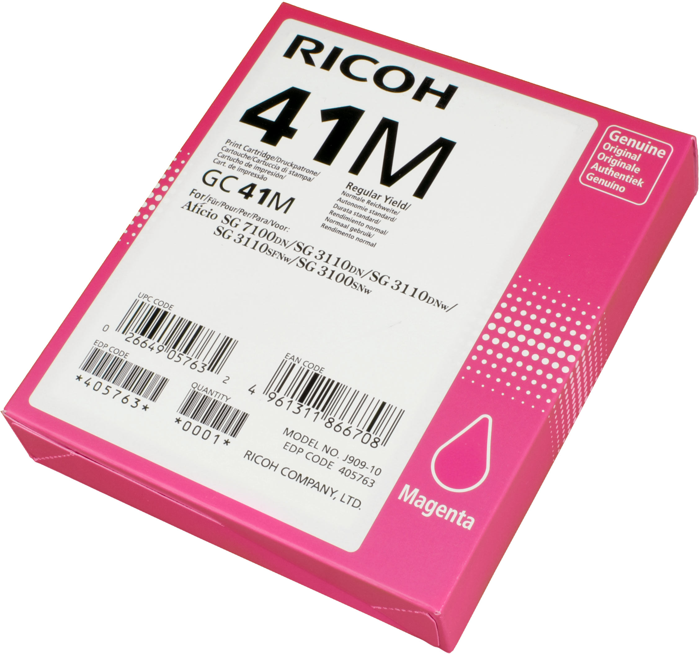 Ricoh Gel Cartridge 405763 GC-41M  magenta OEM