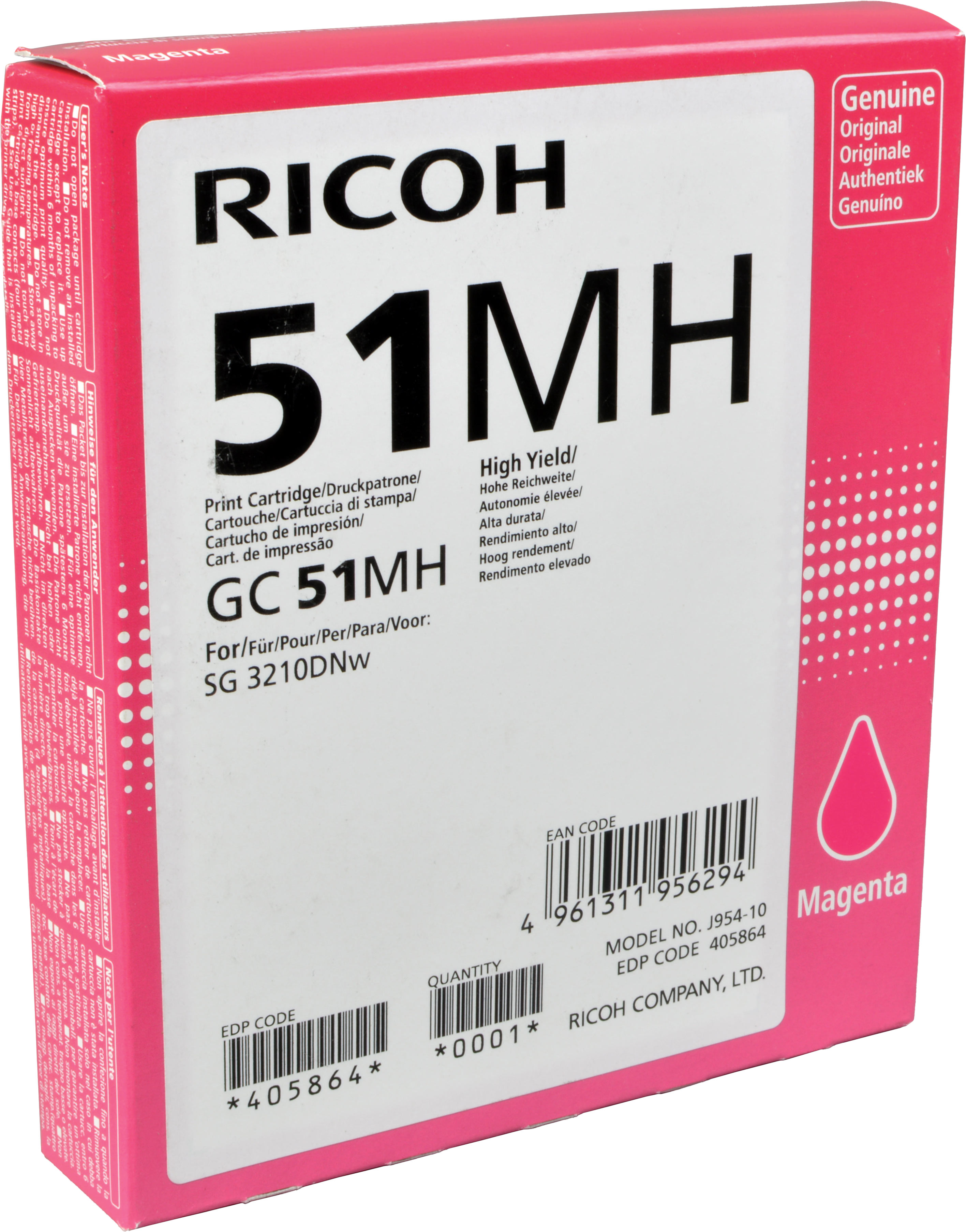 Ricoh Gel Cartridge 405864  GC-51MH  magenta OEM