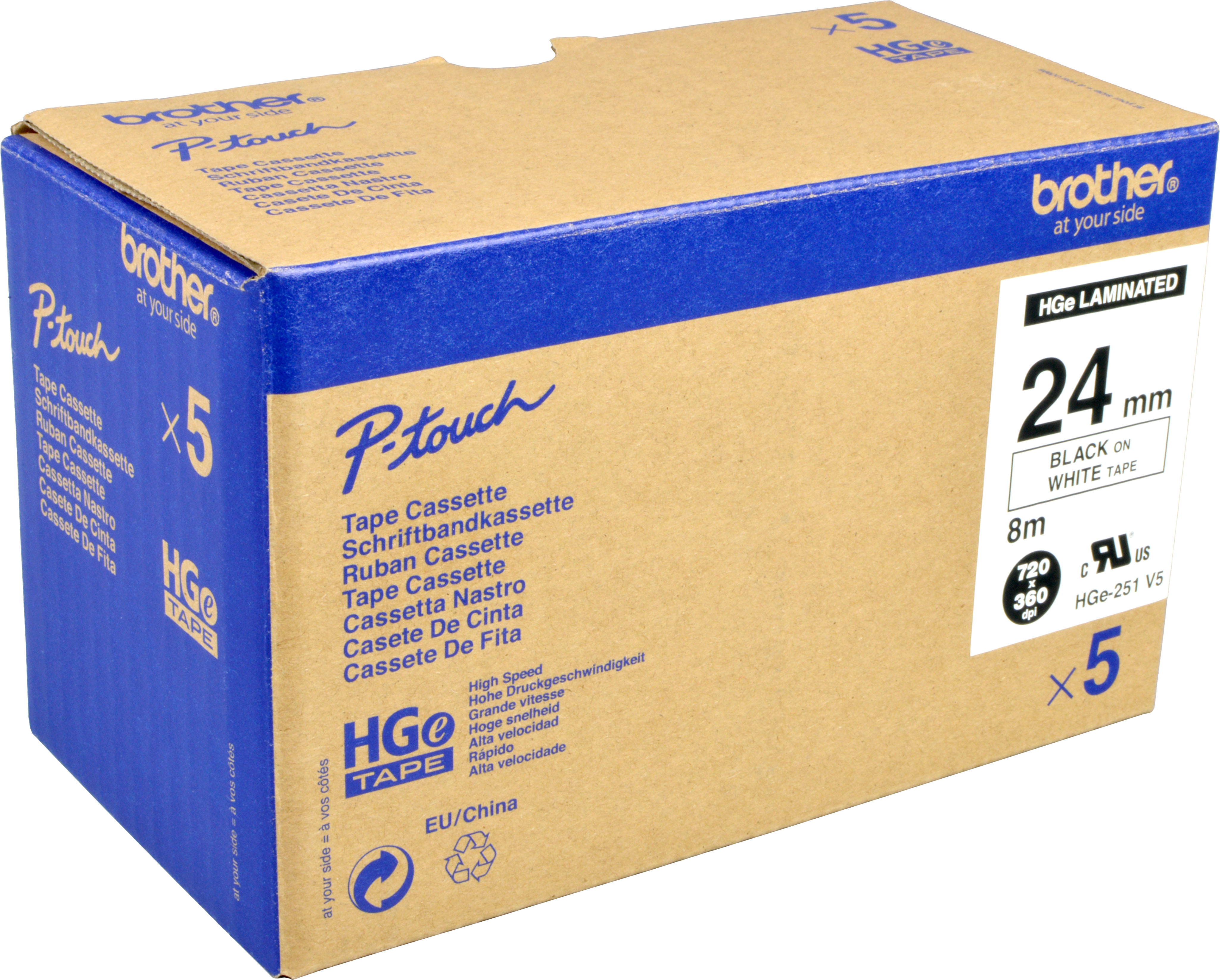 Brother P-Touch Band HGe-251V5 High Grade schwarz auf weiß 24mm / 8m