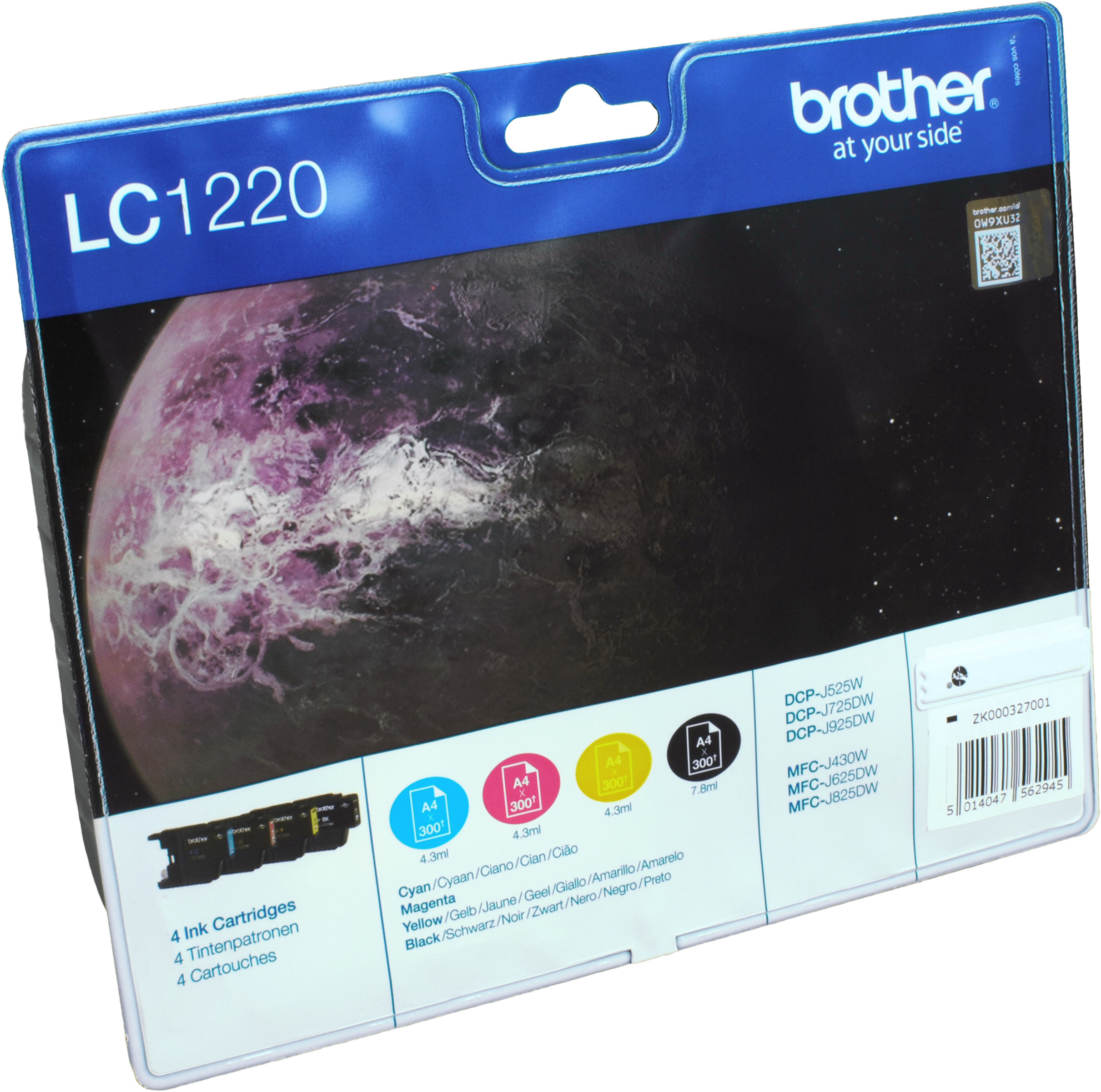 4 Brother Tinten LC-1220VALBPDR Multipack KCMY
