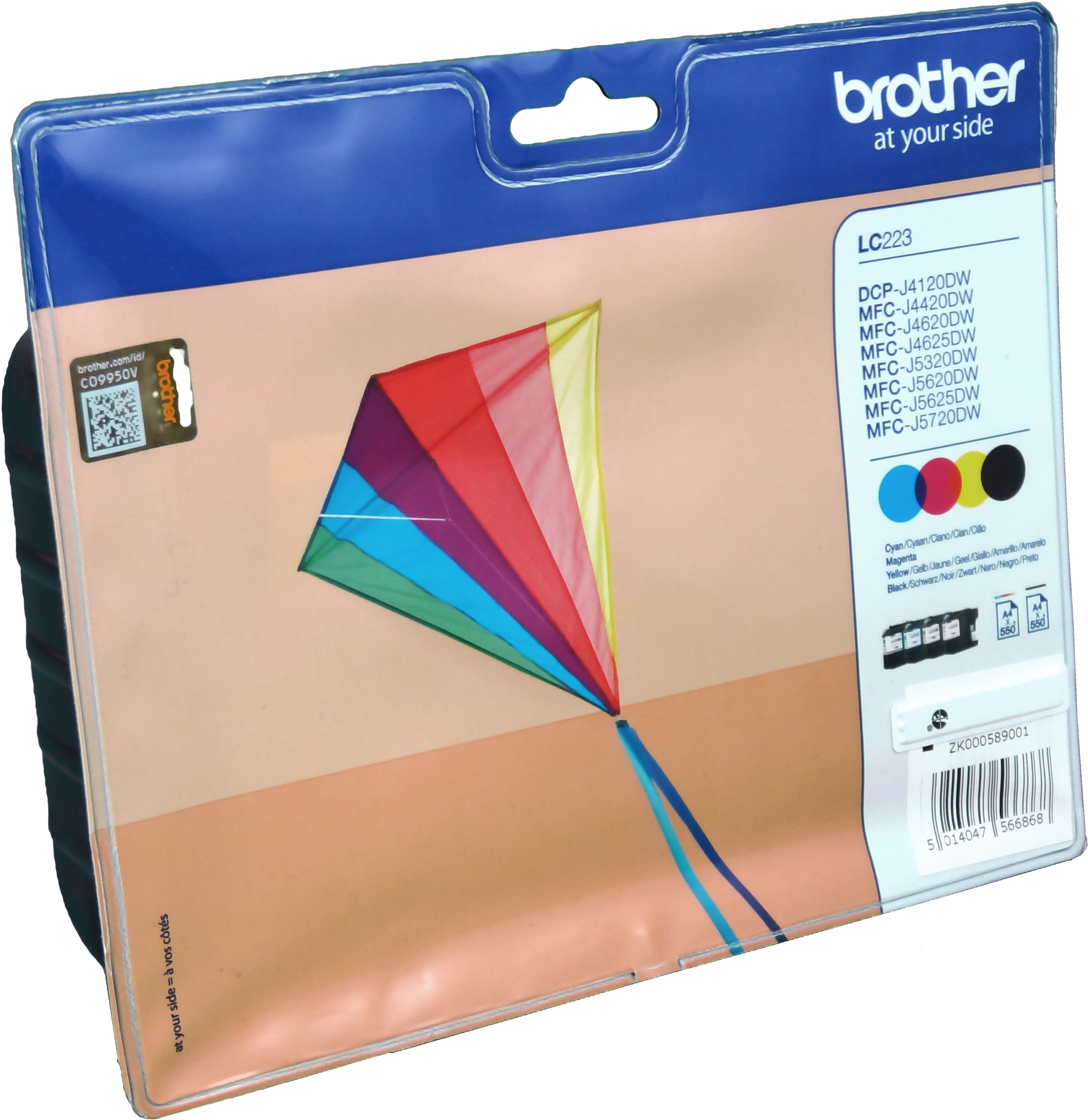 4 Brother Tinten LC-223VALBPDR Multipack KCMY