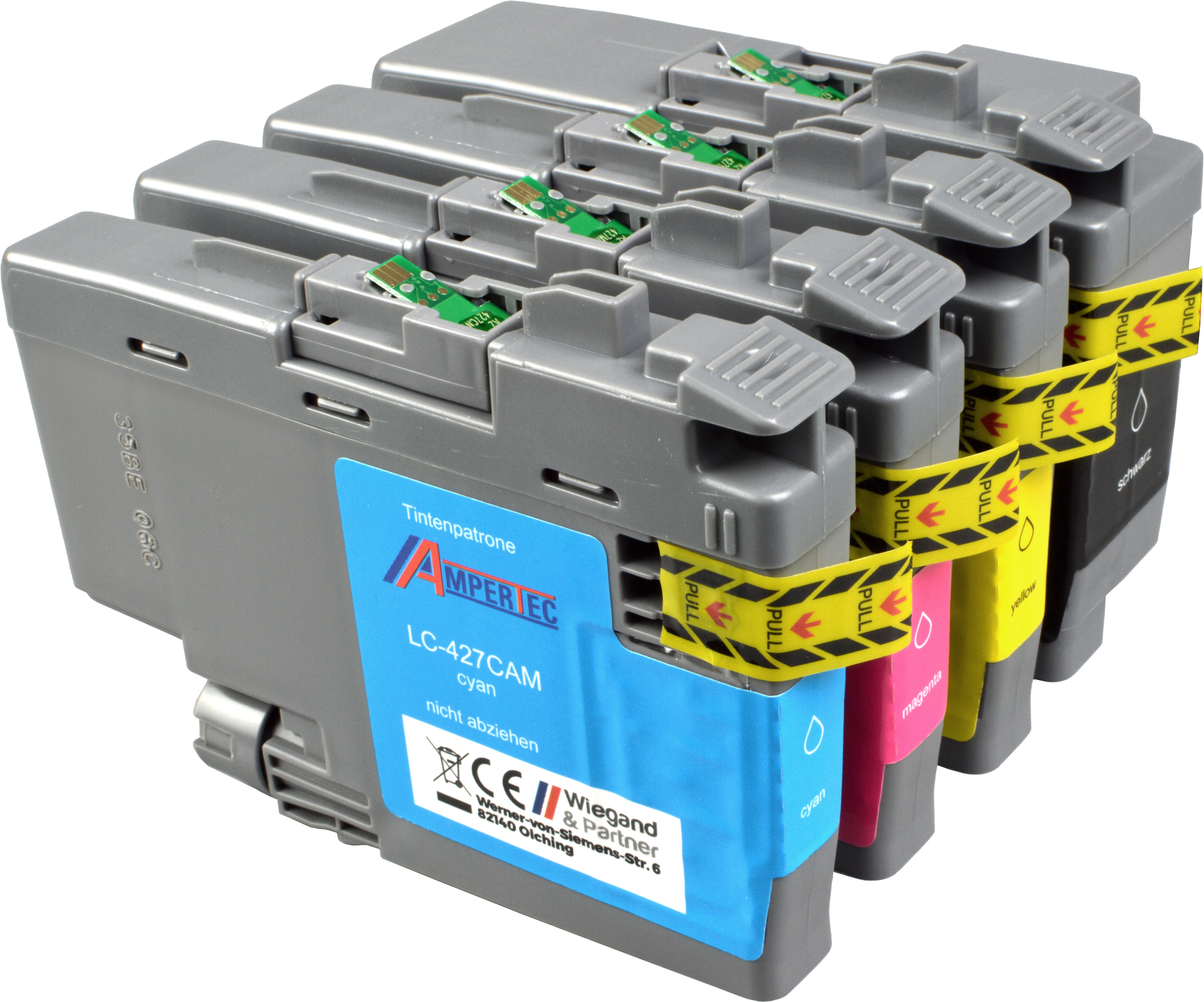 4 Ampertec Tinten kompatibel mit Brother LC-427 BK C M Y  4-farbig
