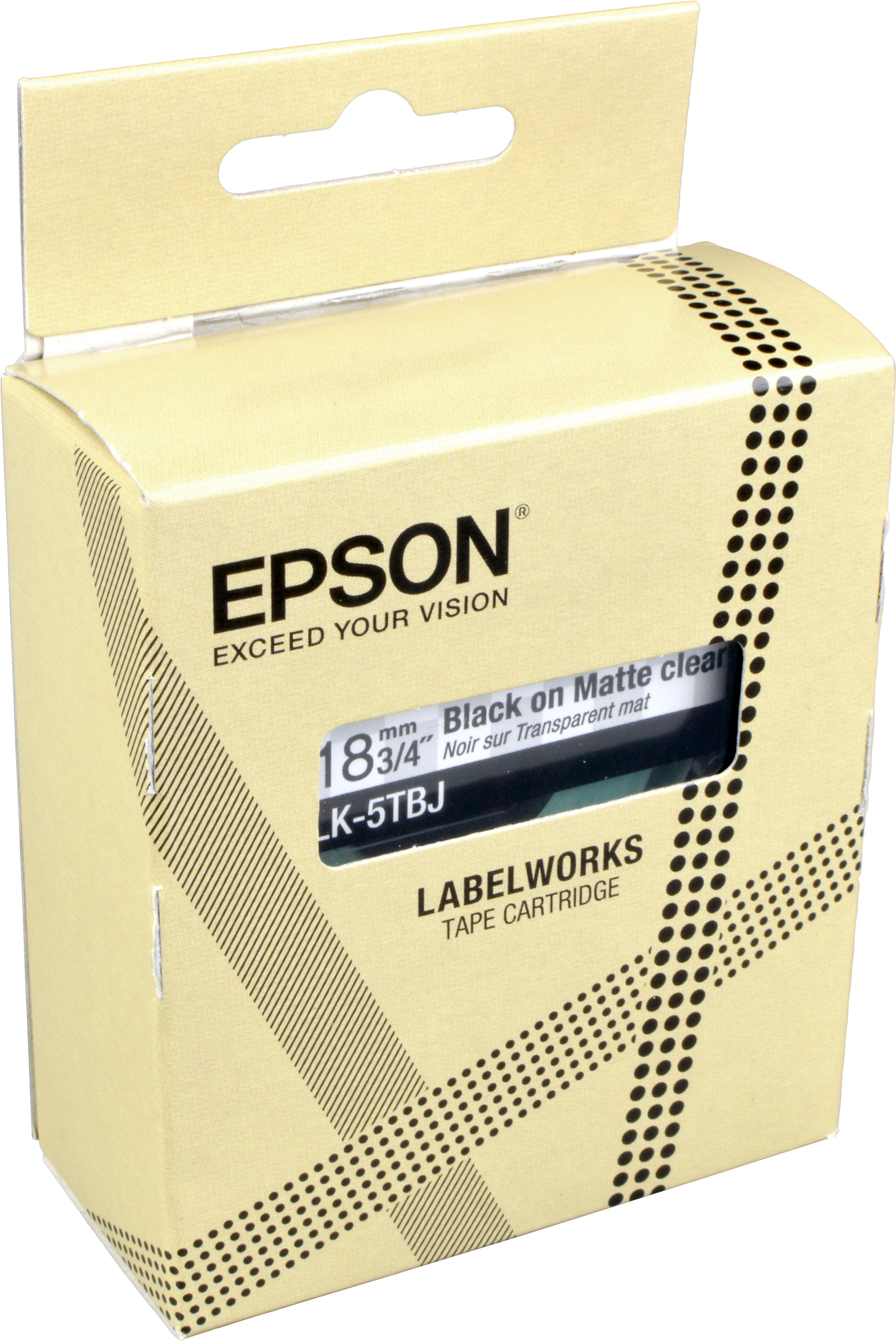 Schriftband Epson LK-5TBJ schwarz auf matt transparent 18mm x 9m