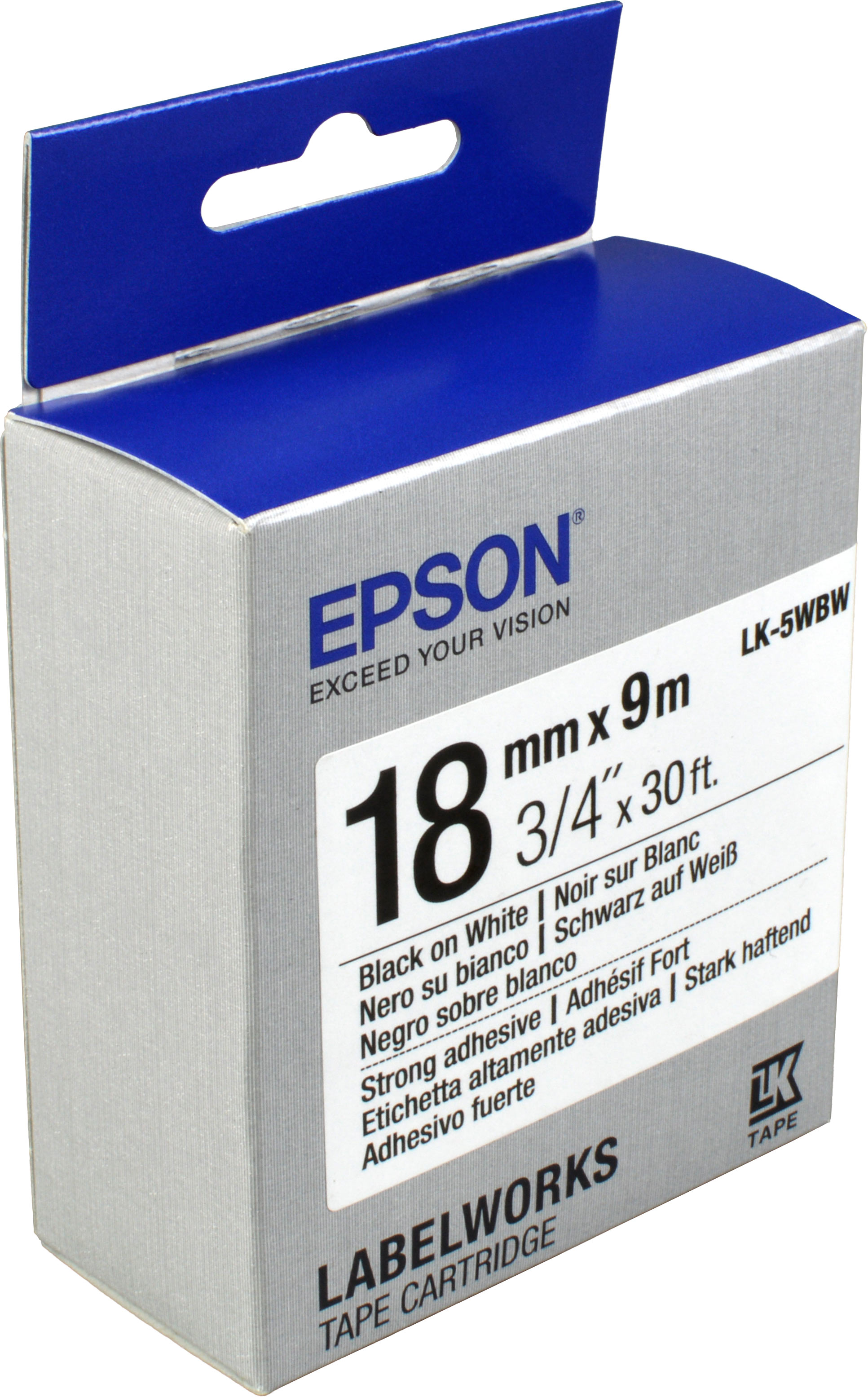 Schriftband Epson LK-5WBW  schwarz auf weiß  18mm x 9m