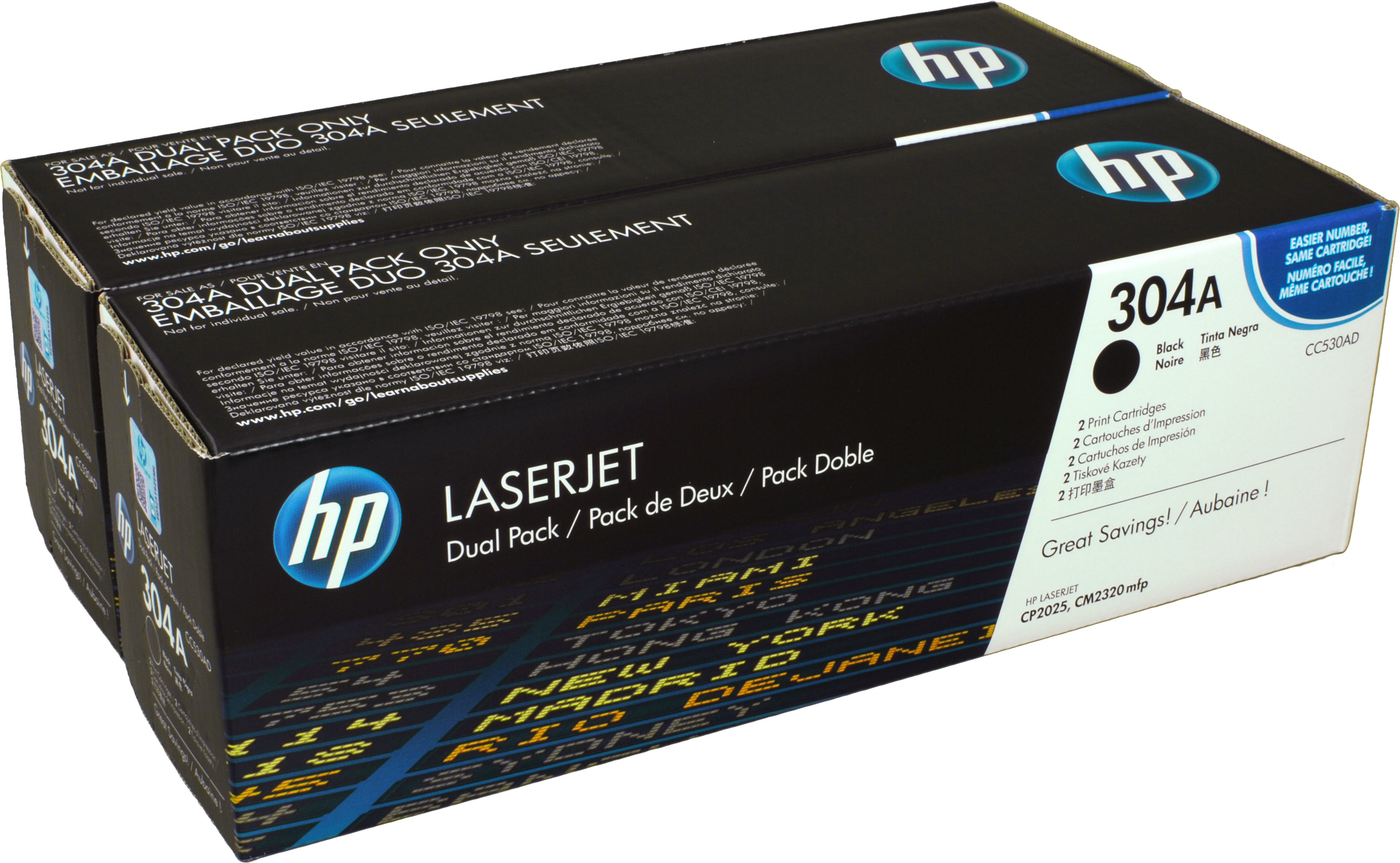 2 HP Toner CC530AD 304A Doppelpack schwarz