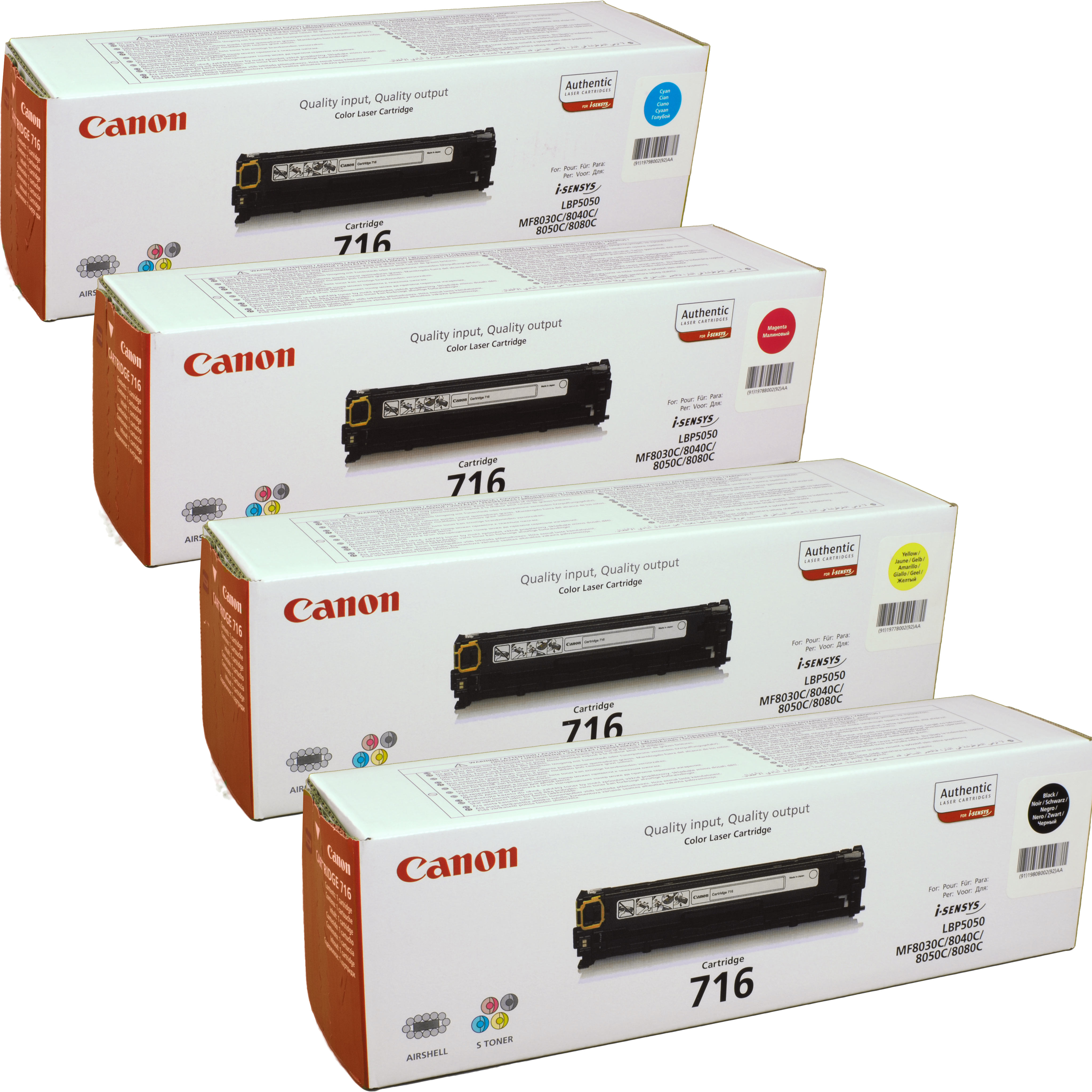 4 Canon Toner 716  Multipack  BK C M Y  4-farbig