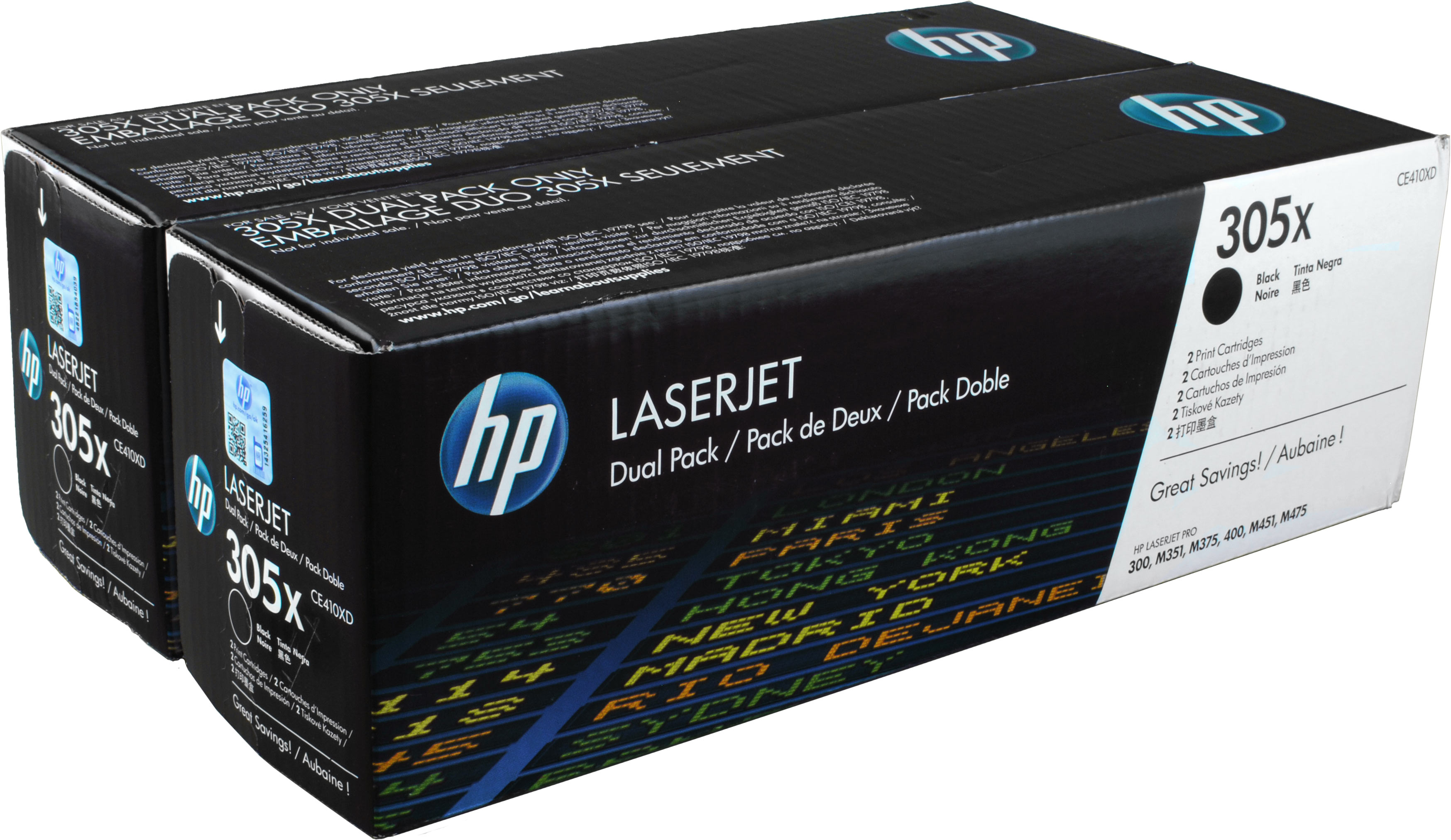 2 HP Toner CE410XD 305X Doppelpack schwarz