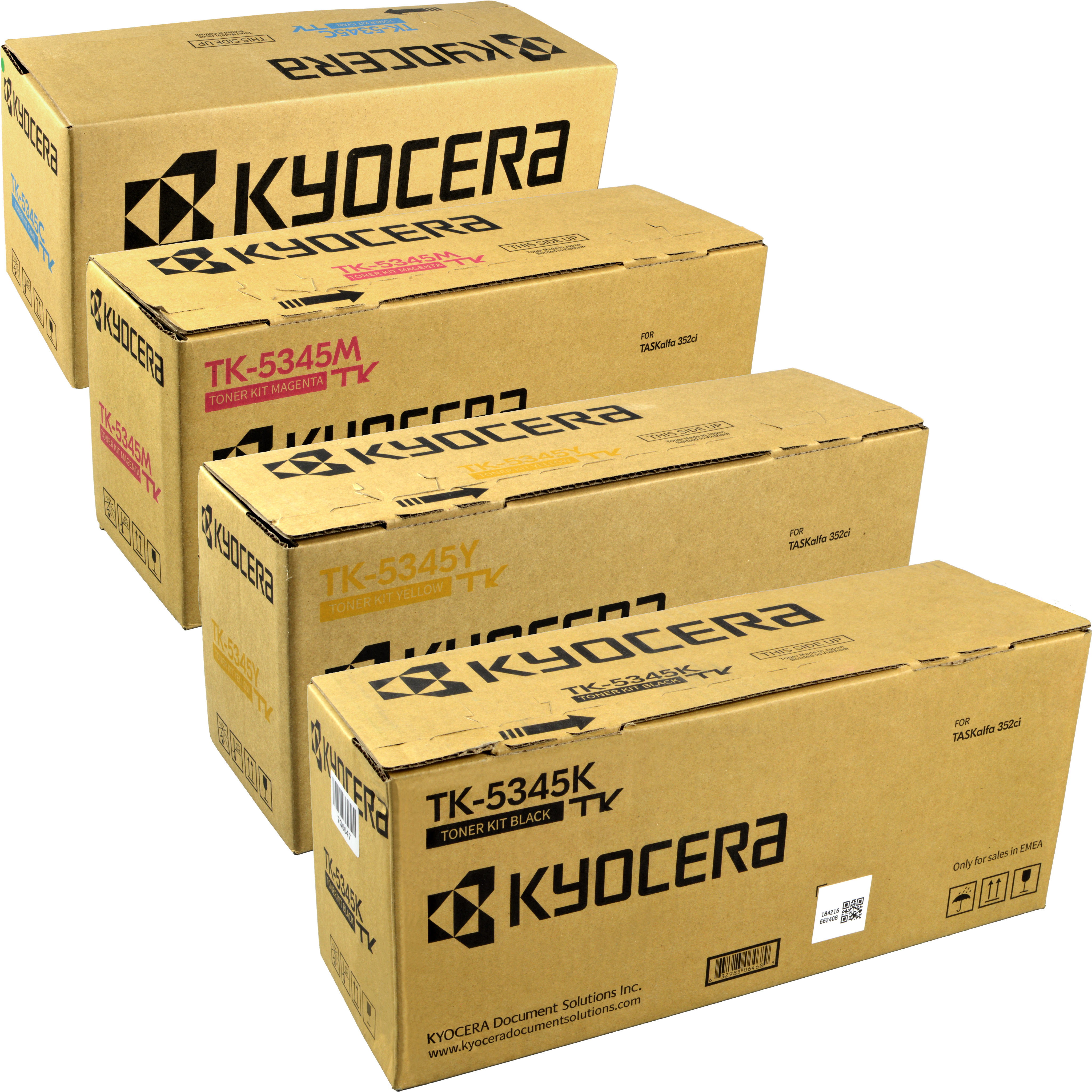 4 Kyocera Toner TK-5345  Multipack  BK C M Y  4-farbig