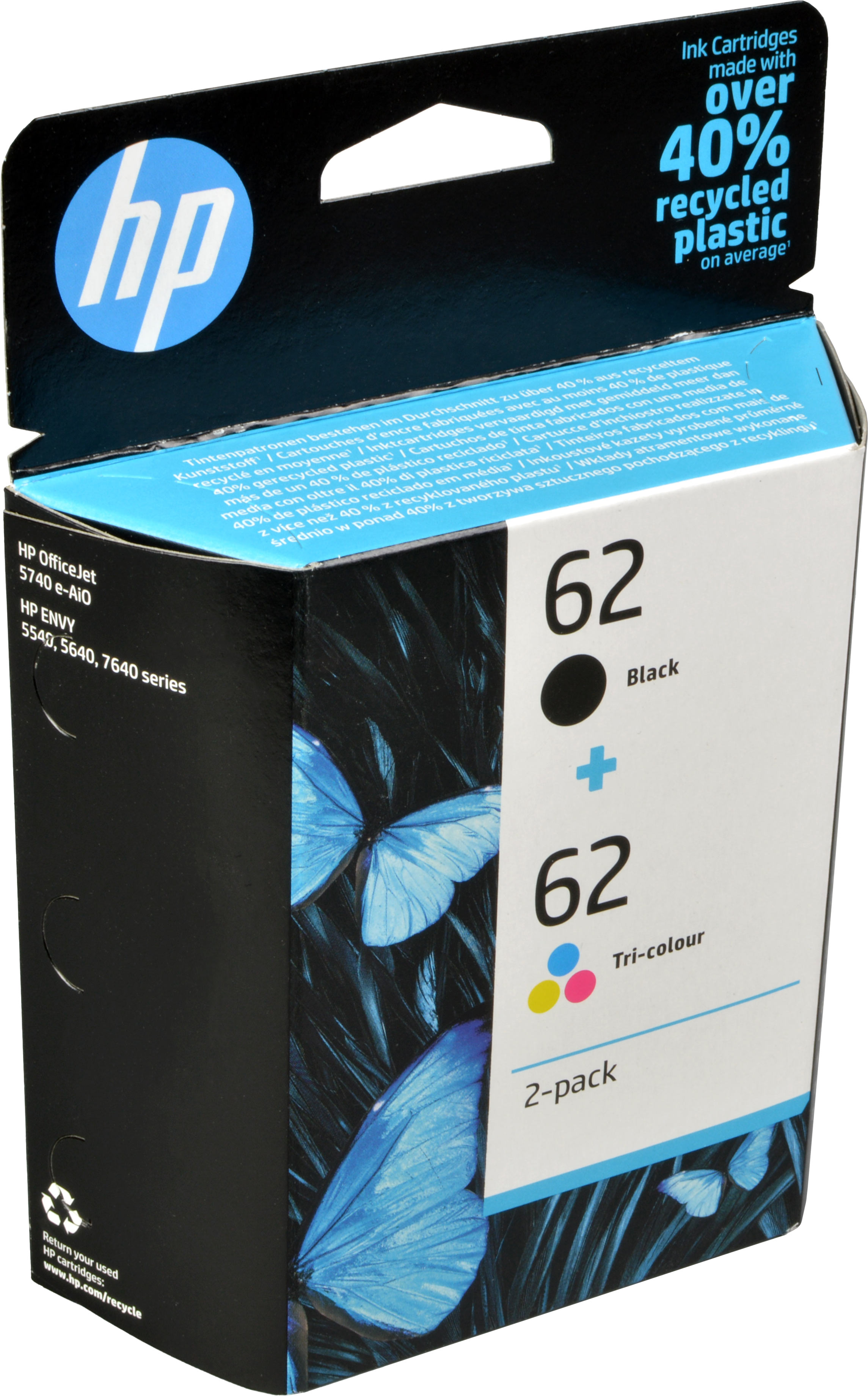 2 HP Tinten N9J71AE  62  1 x BK + Color