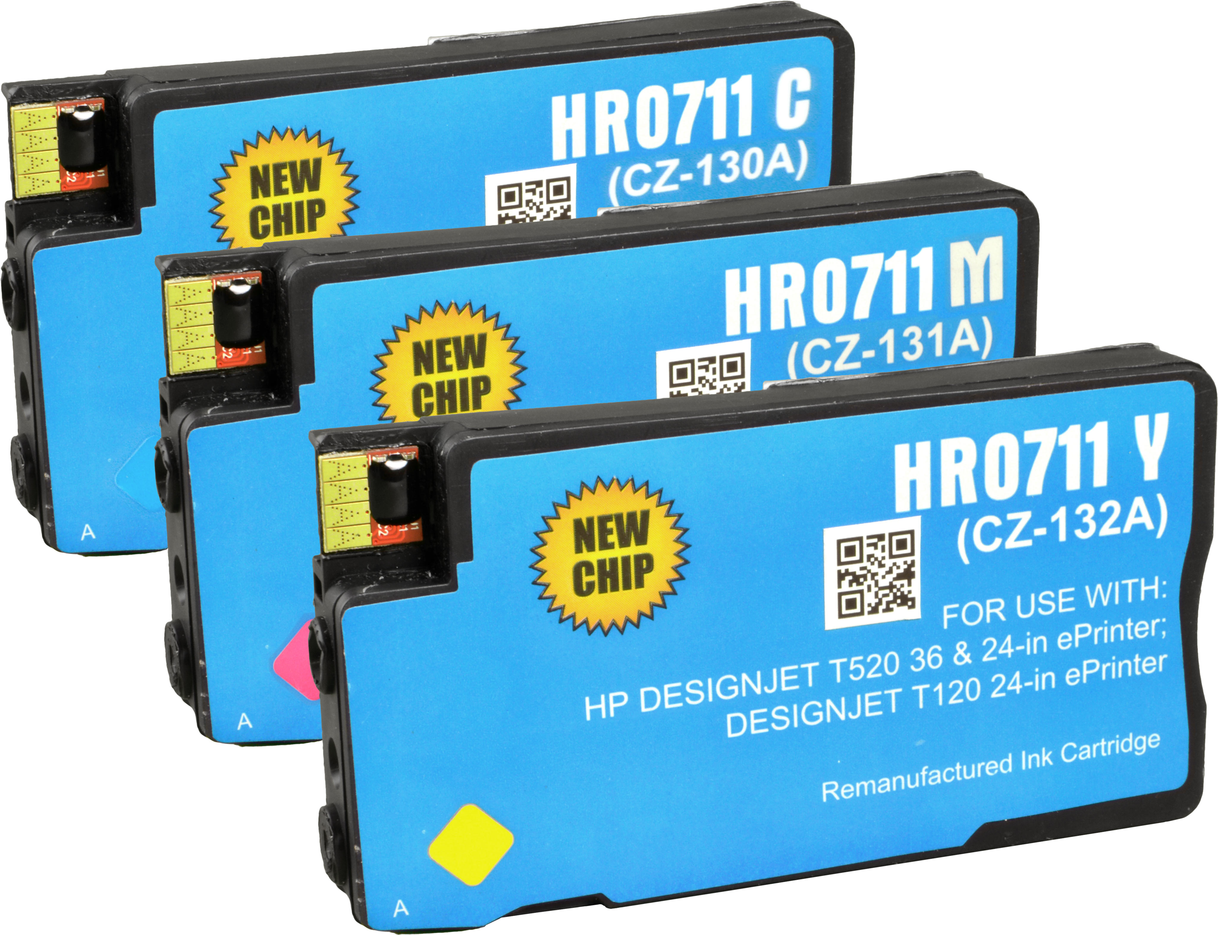 3 Ampertec Tinten ersetzt HP P2V32A  711  3-farbig