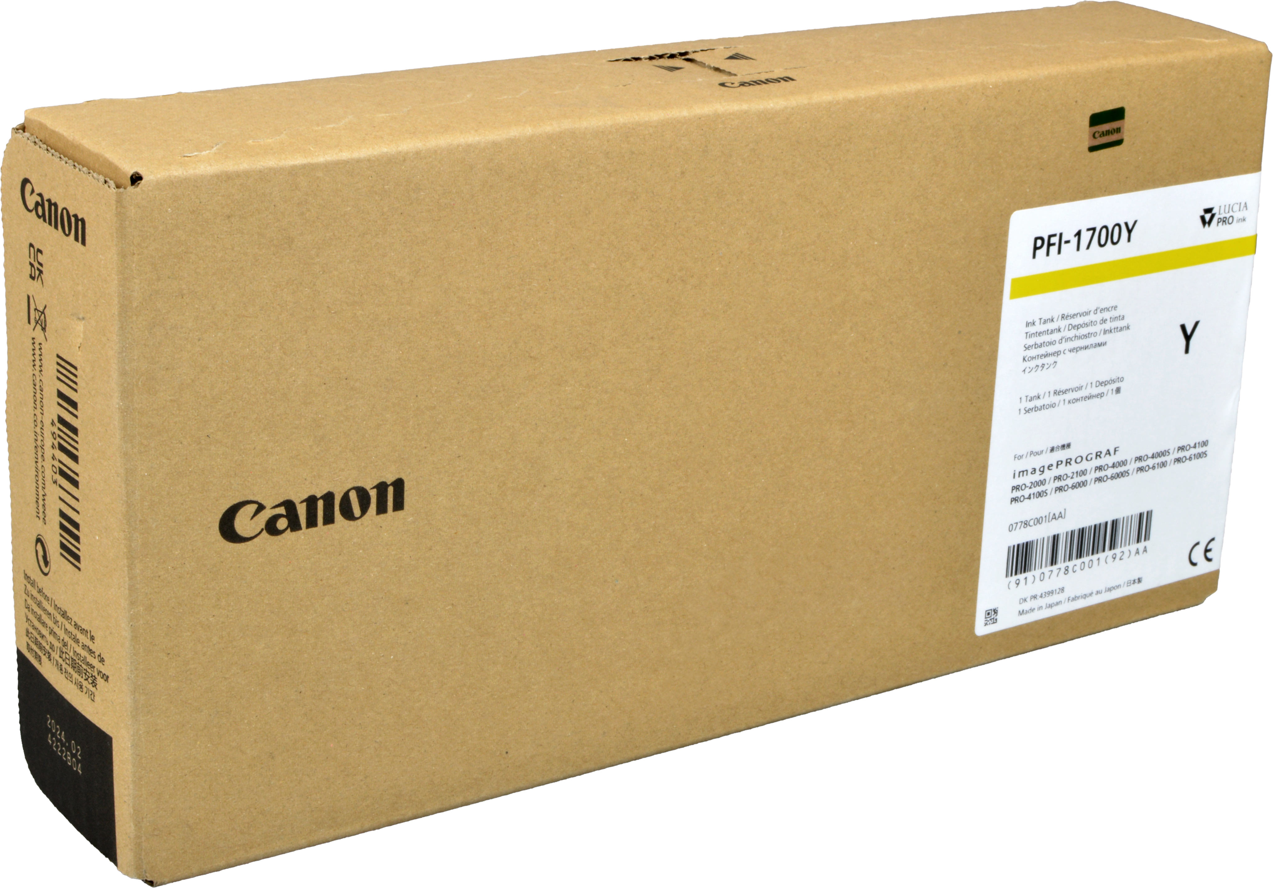 Canon Tinte 0778C001  PFI-1700Y  yellow