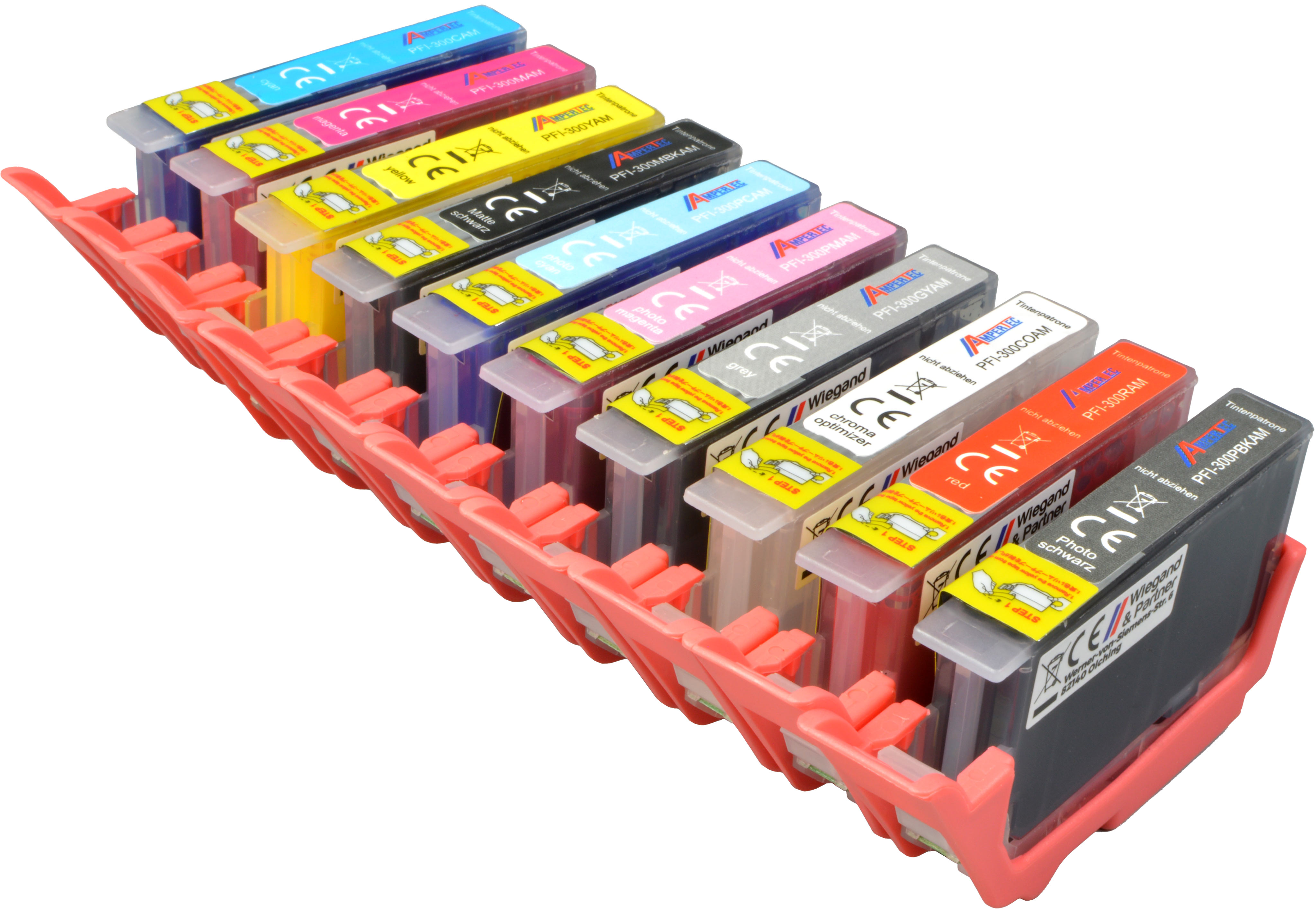 10 Ampertec Tinten für PFI-300  alle Farben  10 Patronen