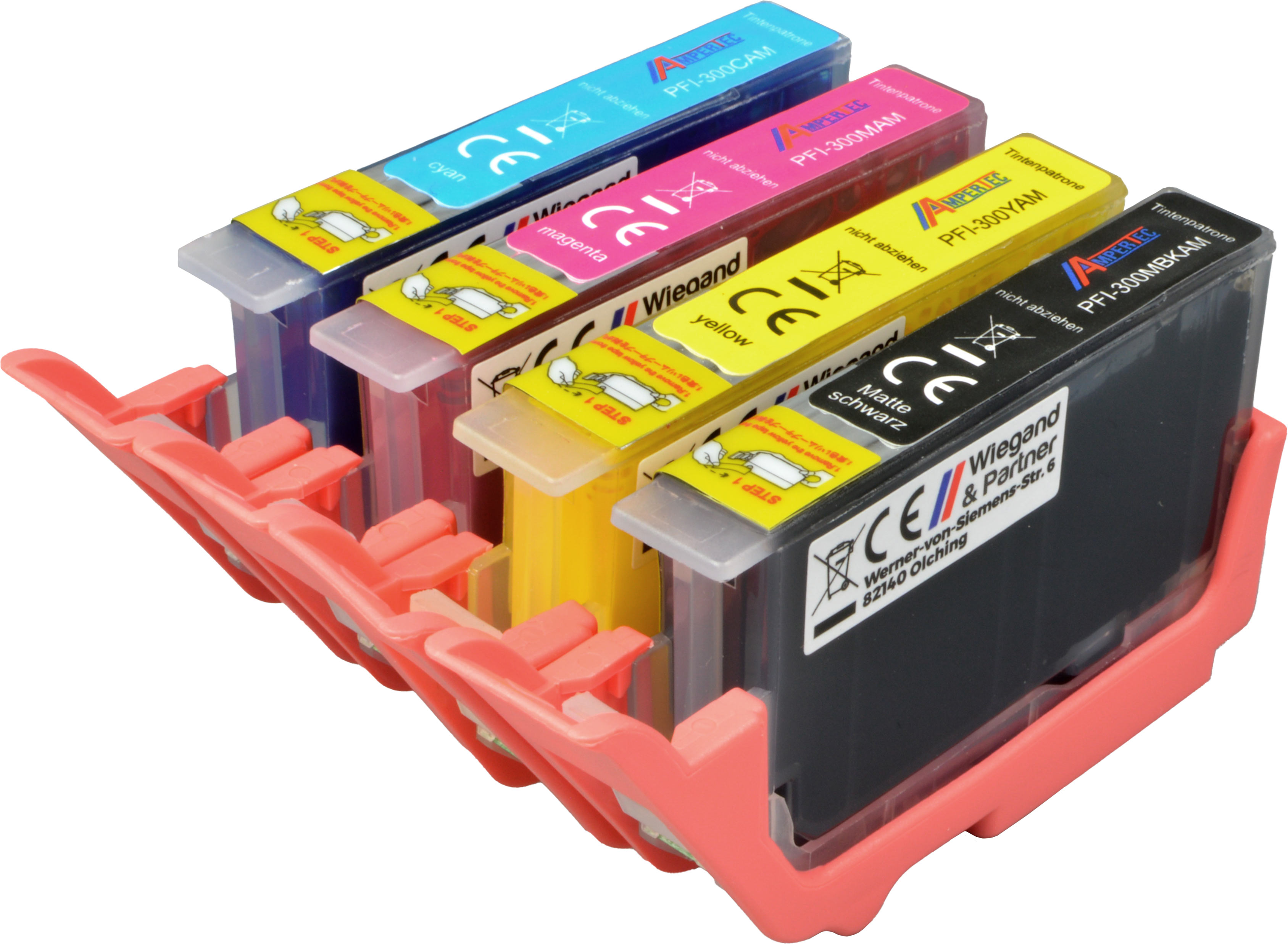 4 Ampertec Tinten für PFI-300  MBK C M Y  4-farbig