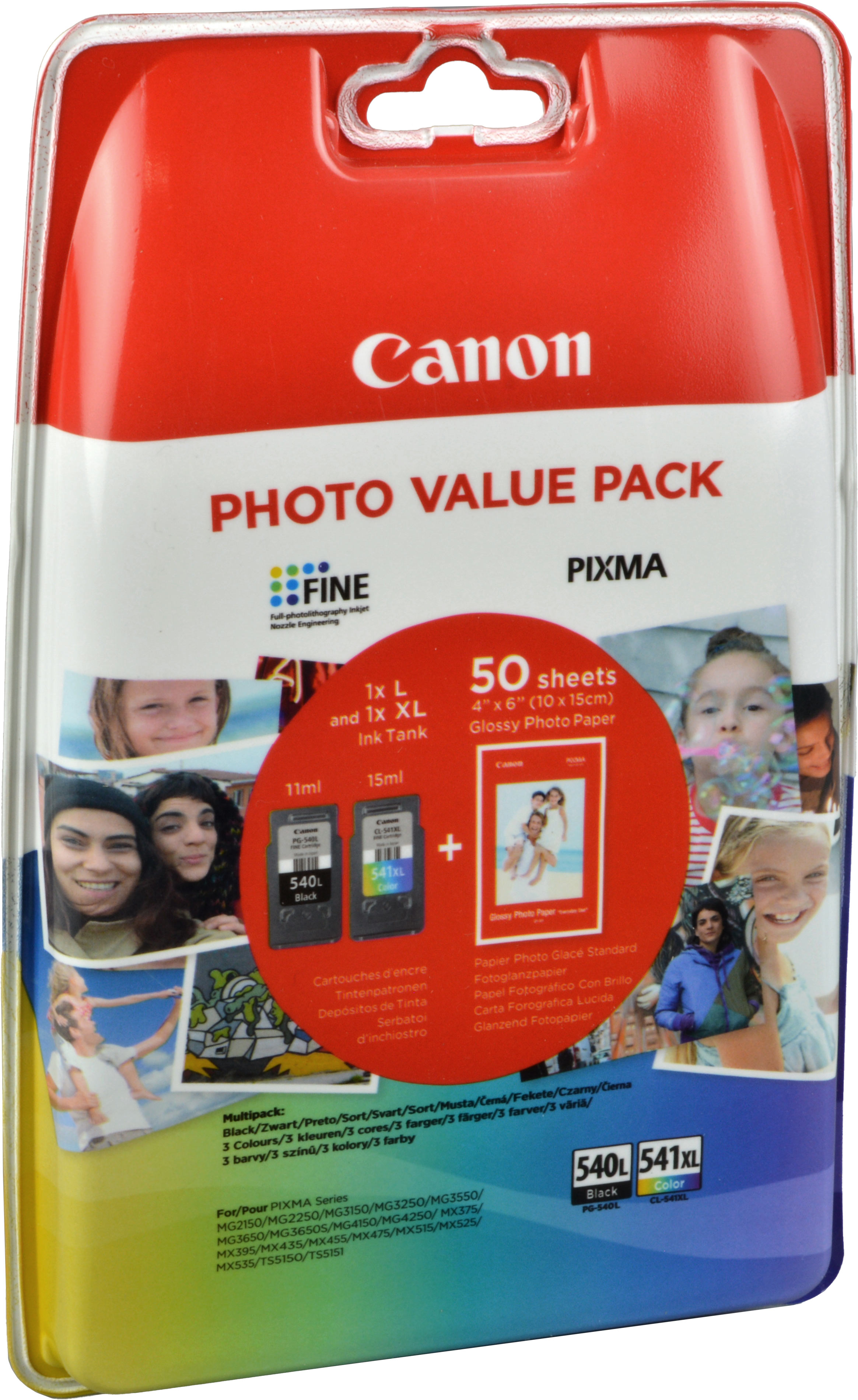 2 Canon Tinten 5224B007  PG-540L + CL-541XL  4-farbig + Papier