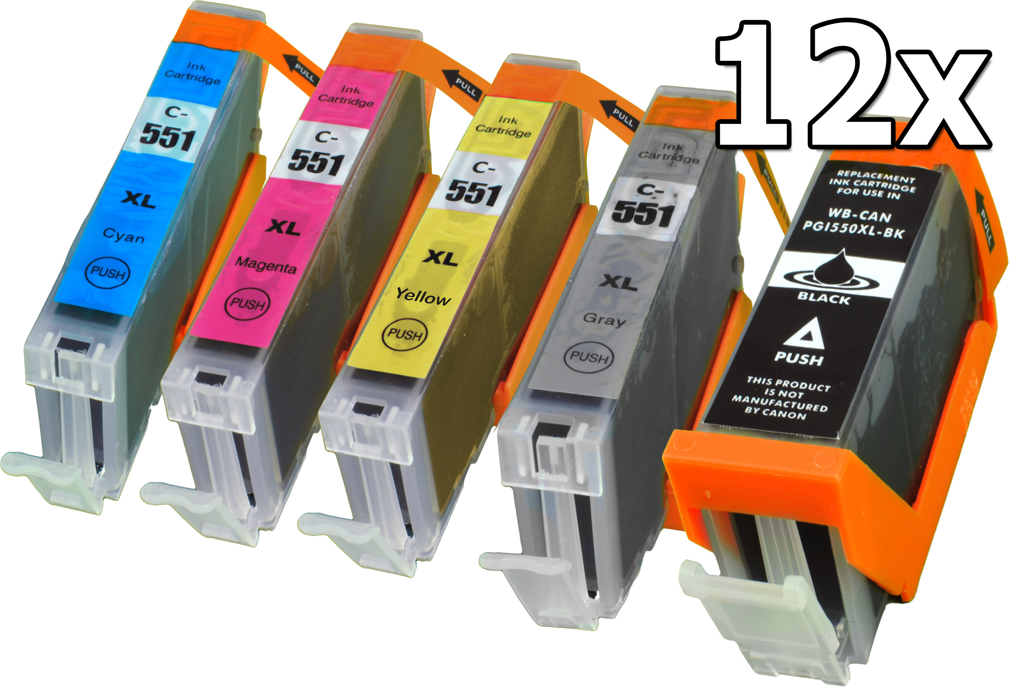 4260311527214 - 12 Tinten ersetzt PGI-550XL CLI-551XL C M Y GY 5-farbig 4260311527214 - 12 Tinten ersetzt PGI-550XL CLI-551XL C M Y GY 5-farbig