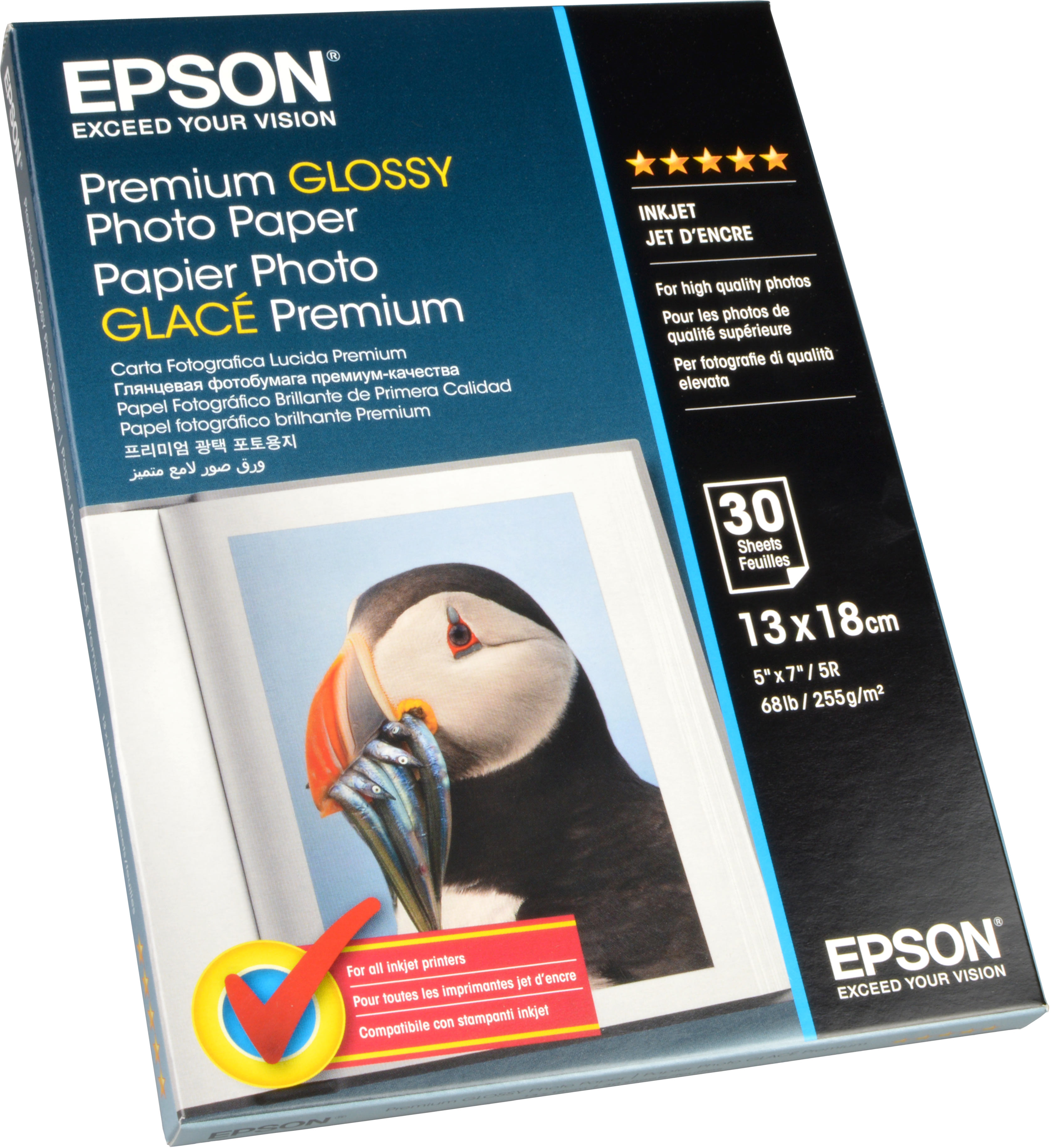 Epson Premium Glossy Photo Paper  S042154  13x18cm  30 Blatt  255g