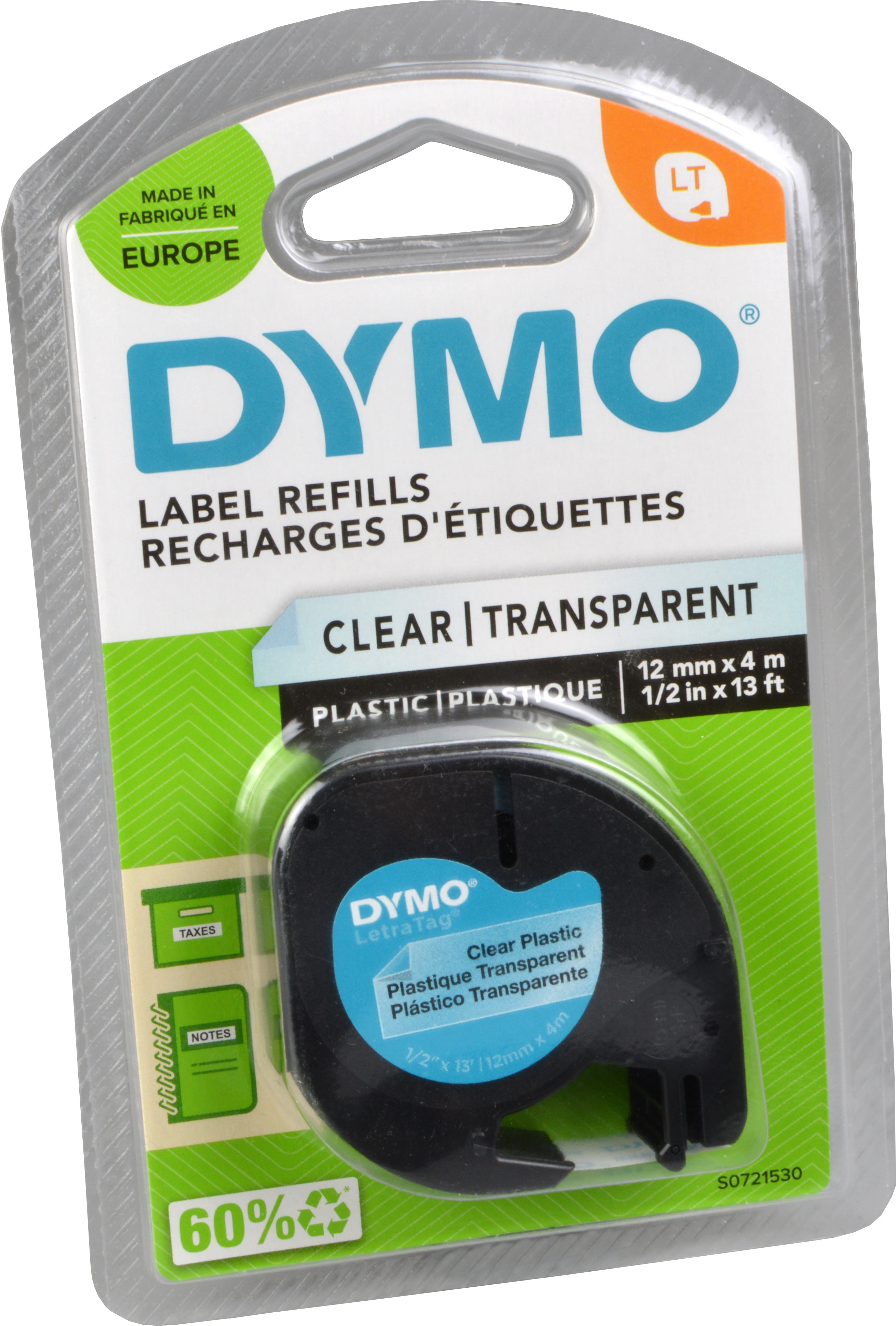 Dymo Label Band Letratag 12267 (S0721530) transparent 12mm x 4m