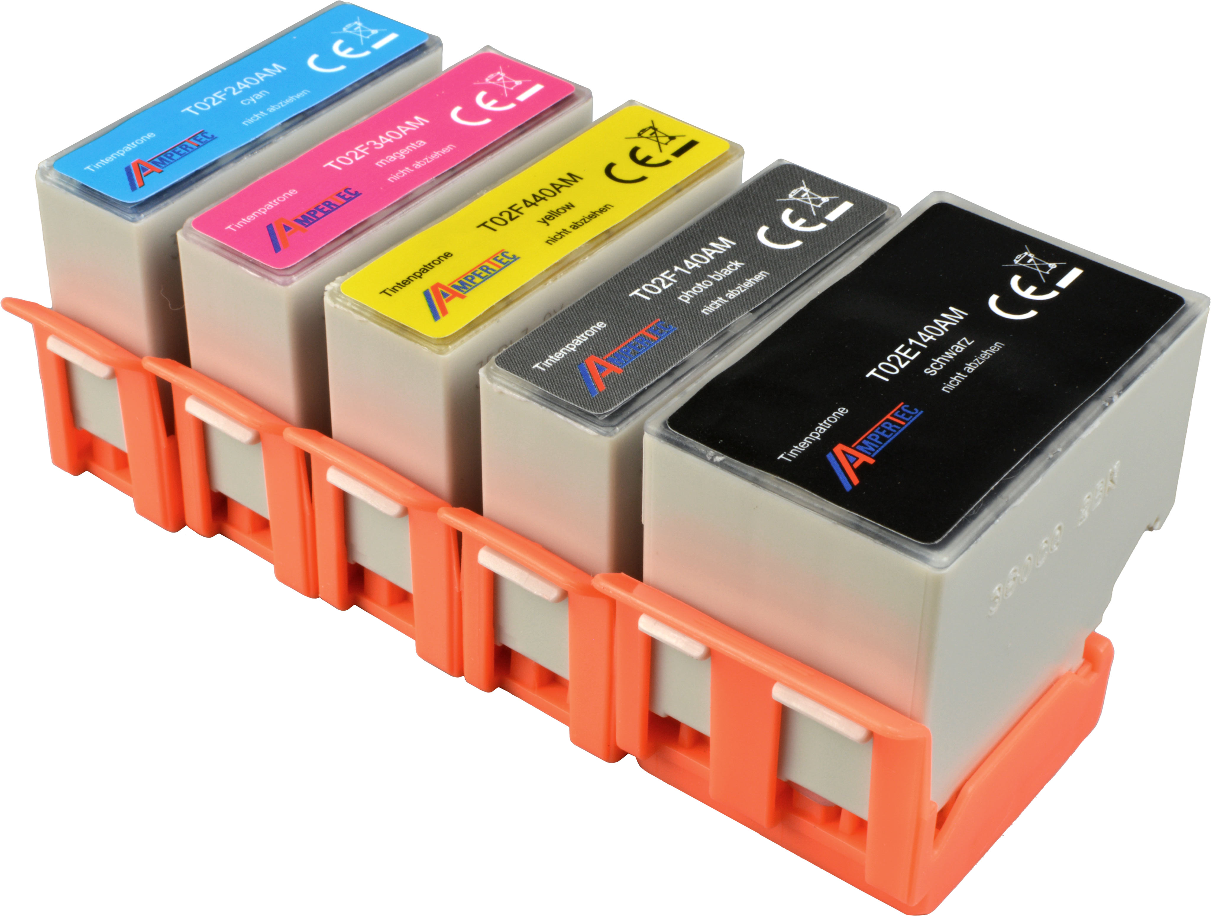 5 Ampertec Tinten ersetzt Epson C13T02F140-440+E140  202  5-farbig