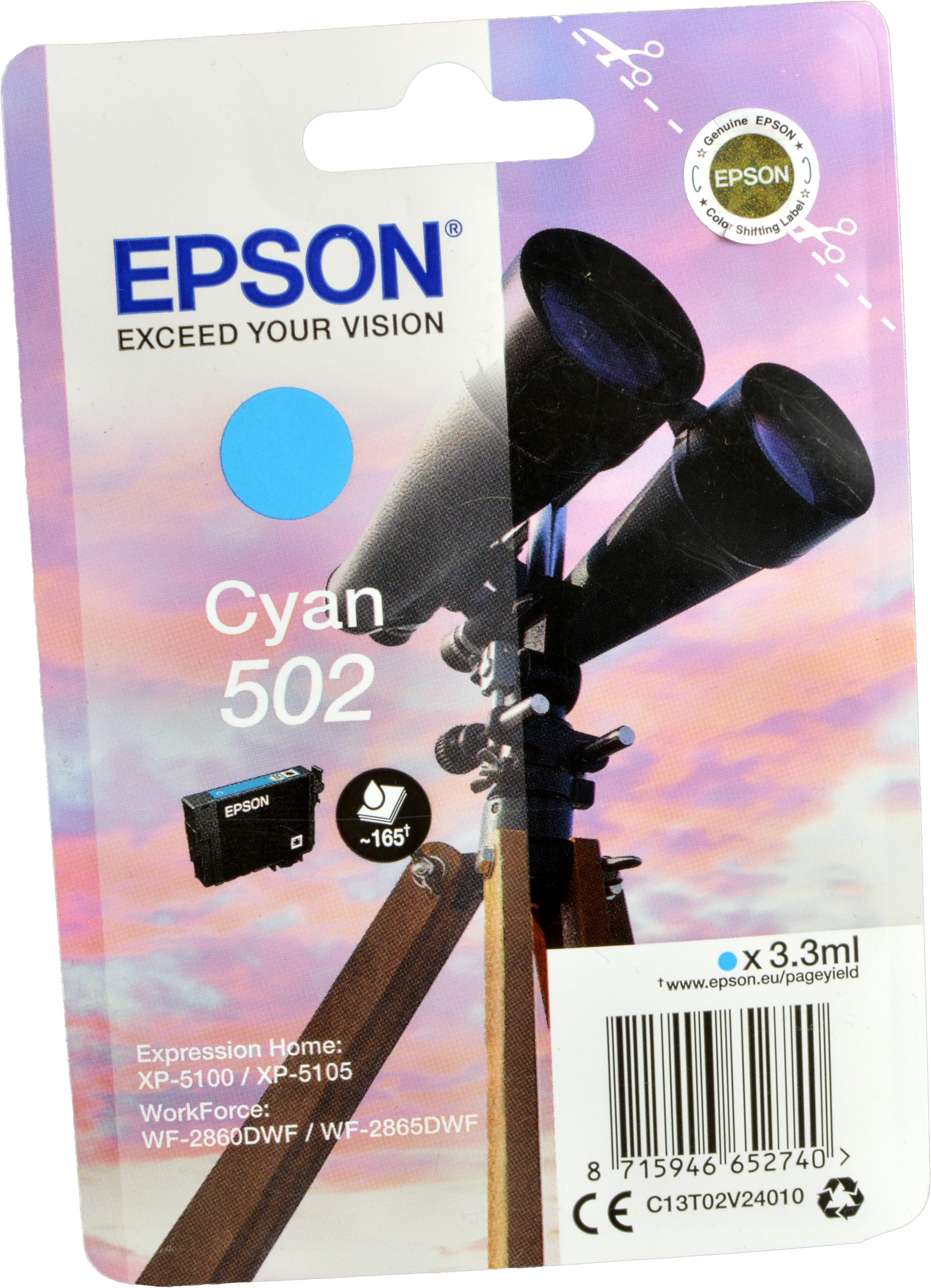 Epson Tinte C13T02V24020  502  cyan