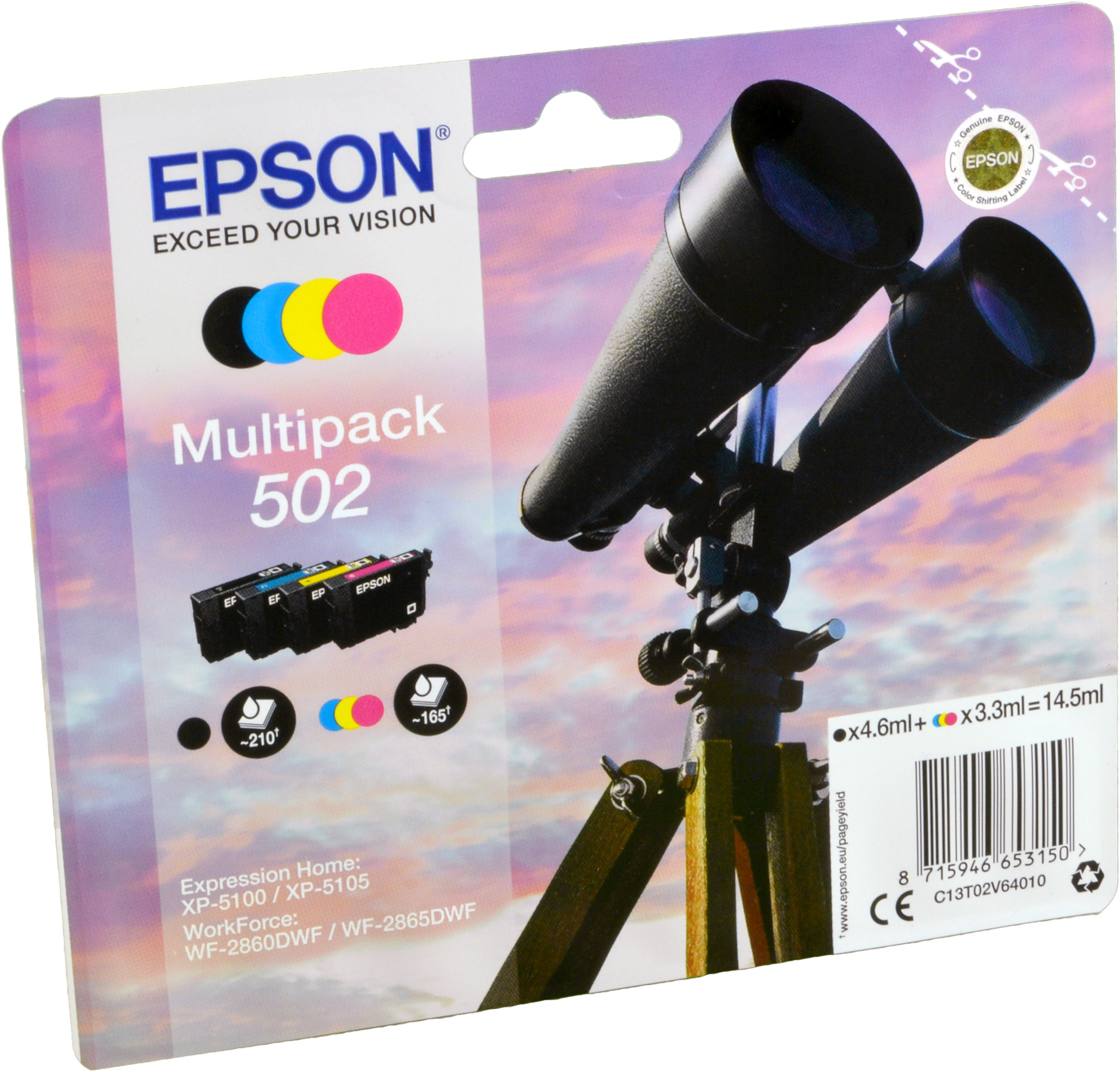 4 Epson Tinten C13T02V64020  502  4-farbig