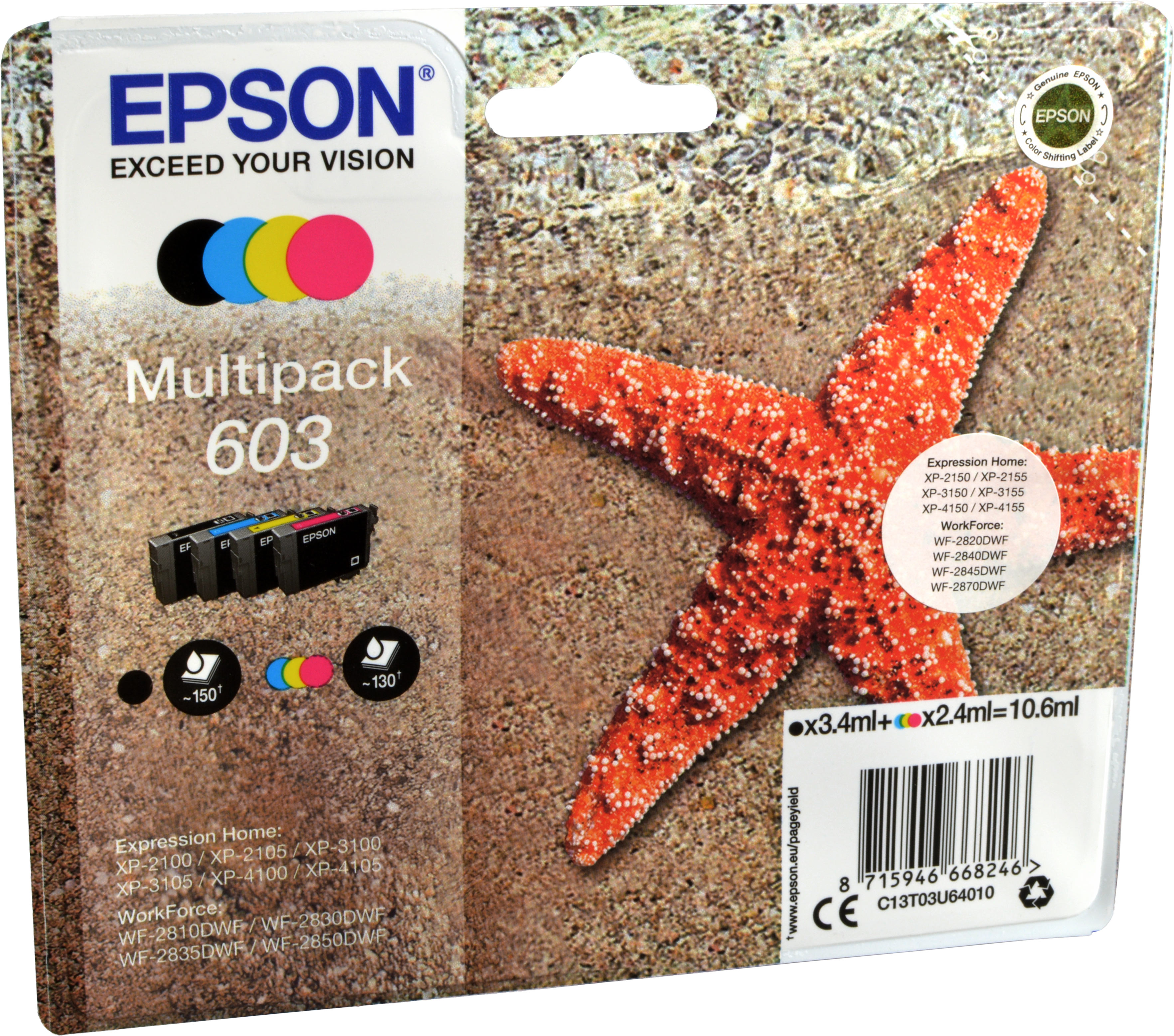 4 Epson Tinten C13T03U640  603  4-farbig