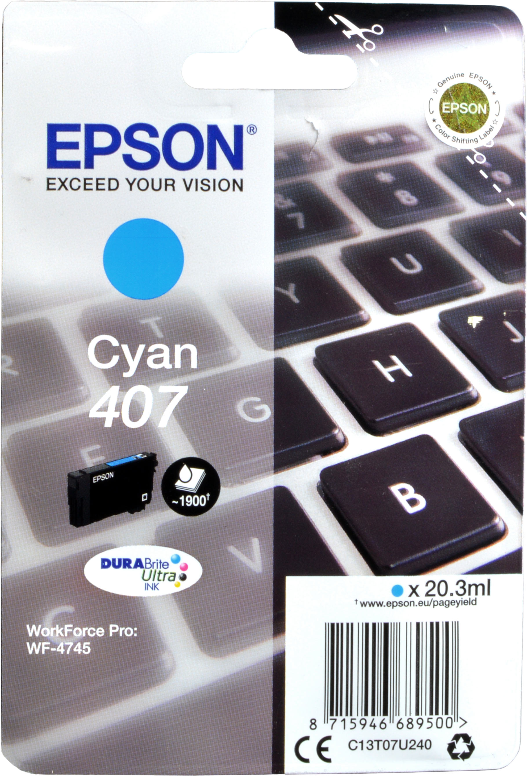 Epson Tinte C13T07U240  407  cyan