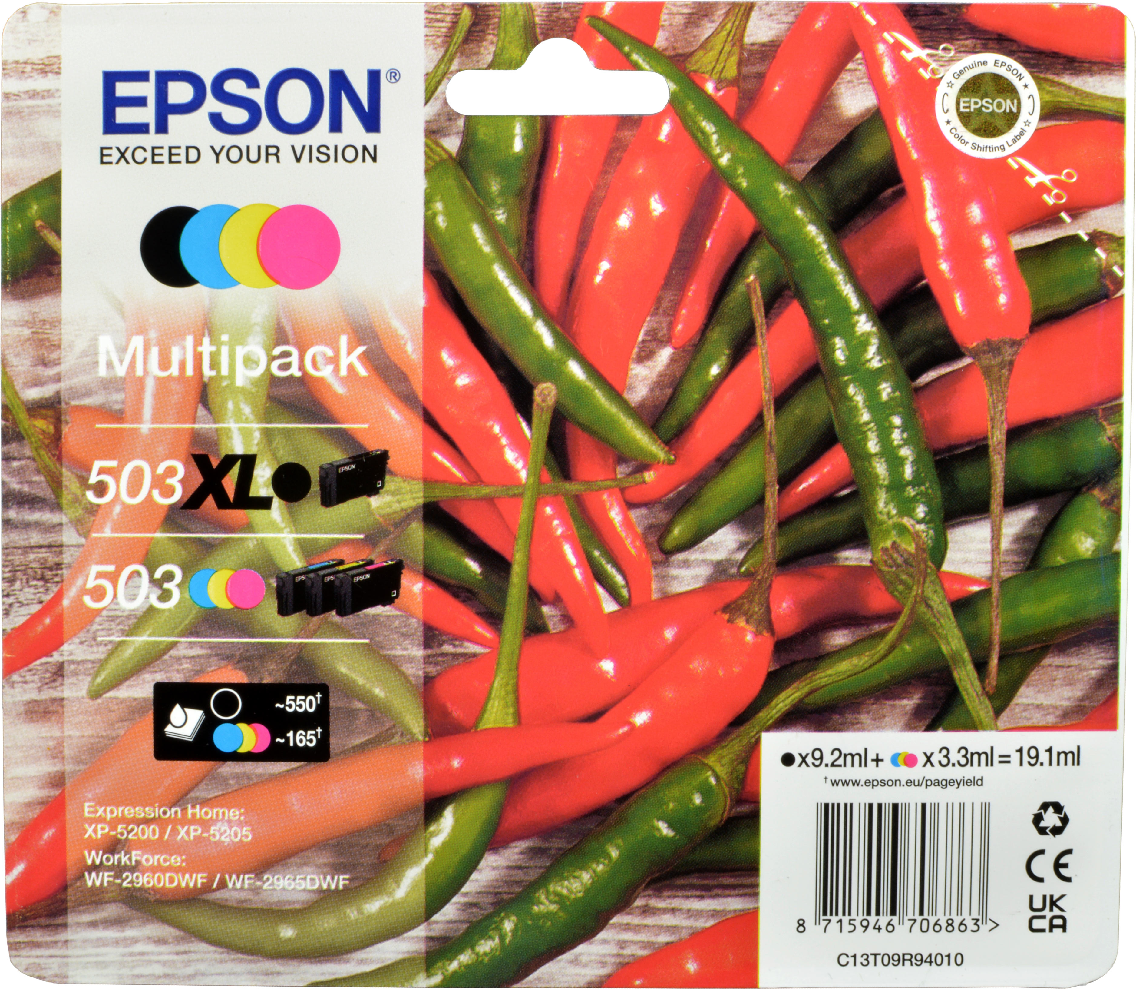 4 Epson Tinten C13T09R94010  503/503XL  4-farbig