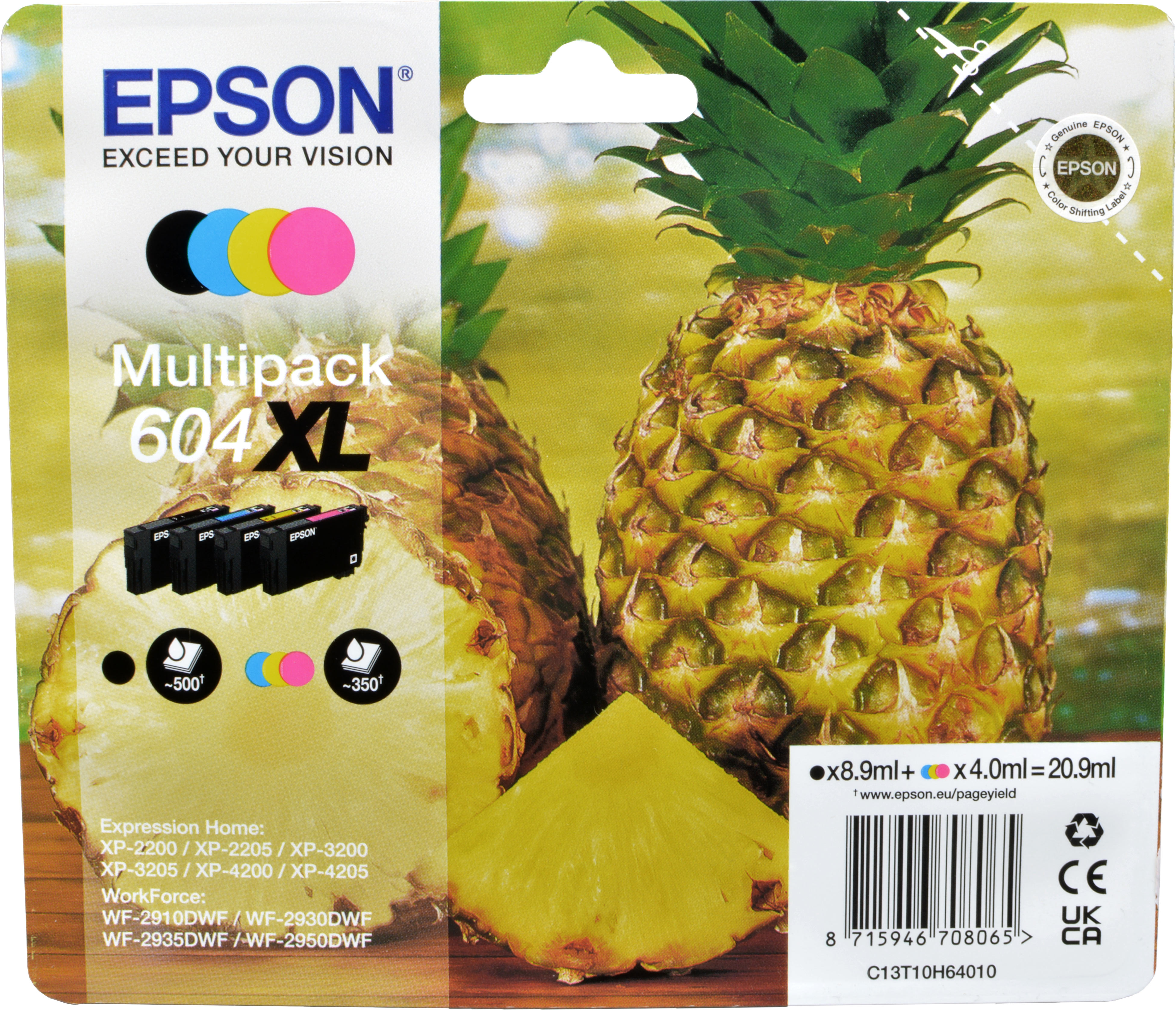 4 Epson Tinten C13T10H640 Multipack KCMY 604XL